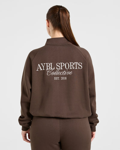 Sports Collective Oversized 1/4 Zip Pullover - Marron