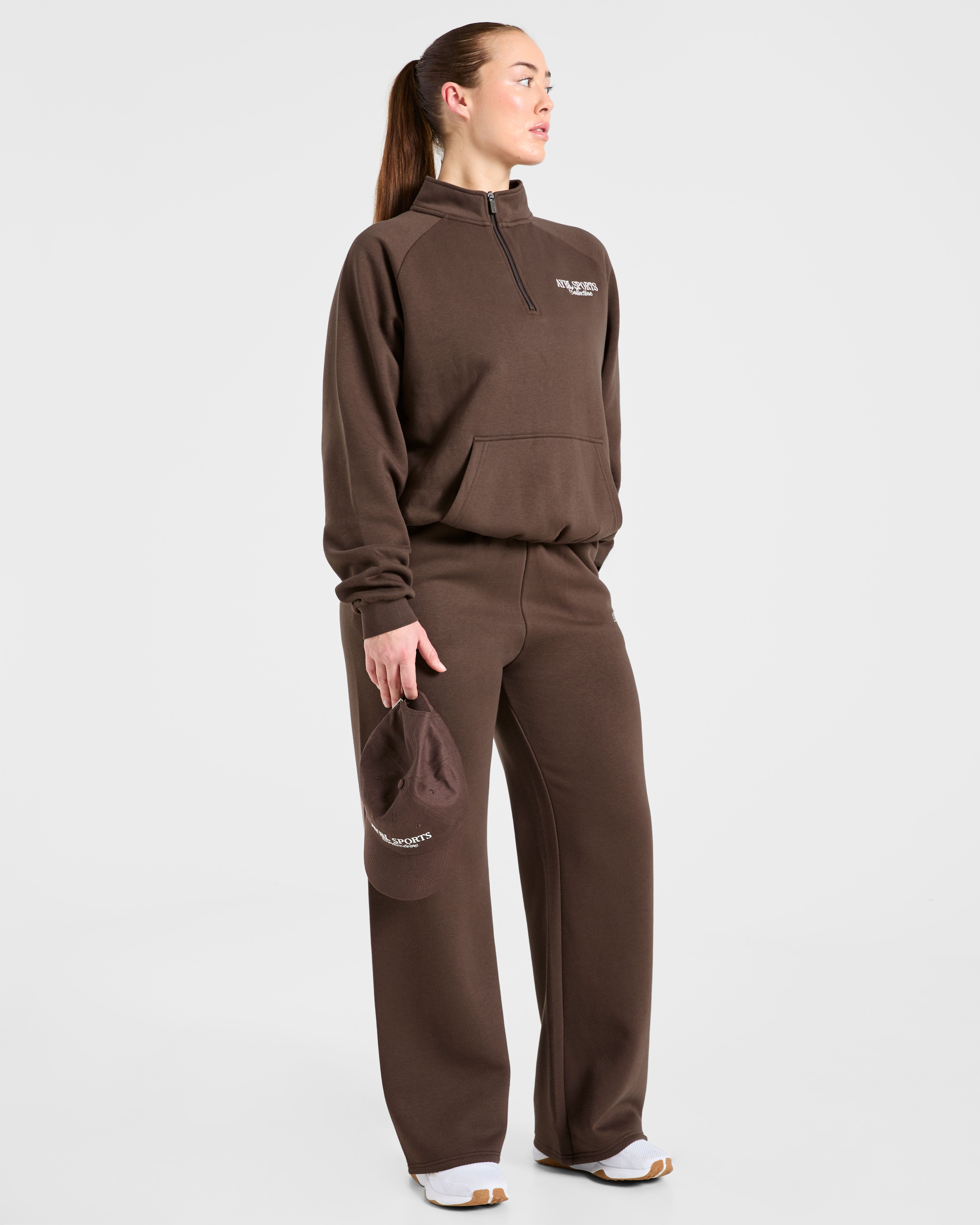 Sports Collective Oversized 1/4 Zip Pullover - Marron