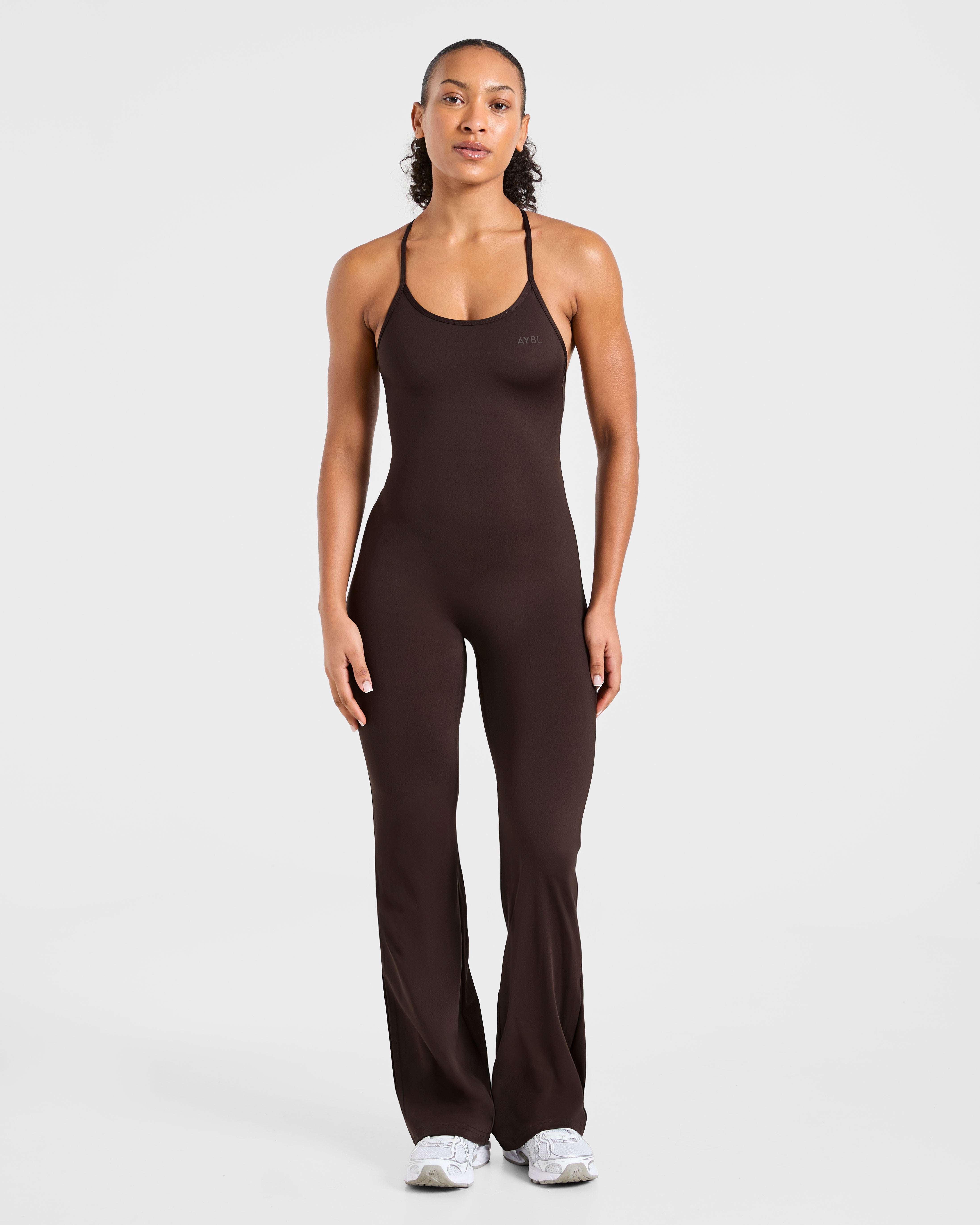 Sculpt Backless Flared All In One - Deep Cocoa Marron