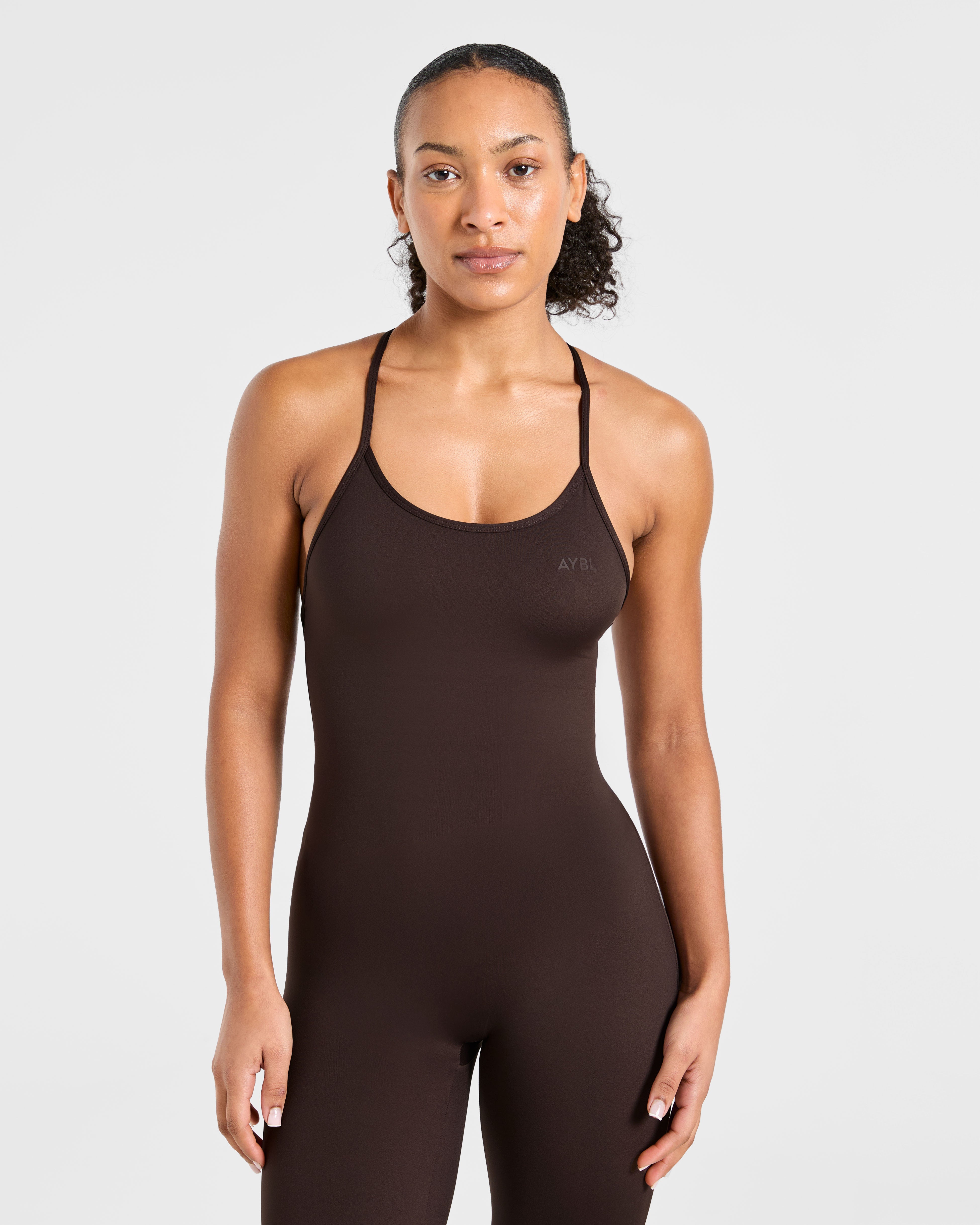 Sculpt Backless Flared All In One - Deep Cocoa Marron