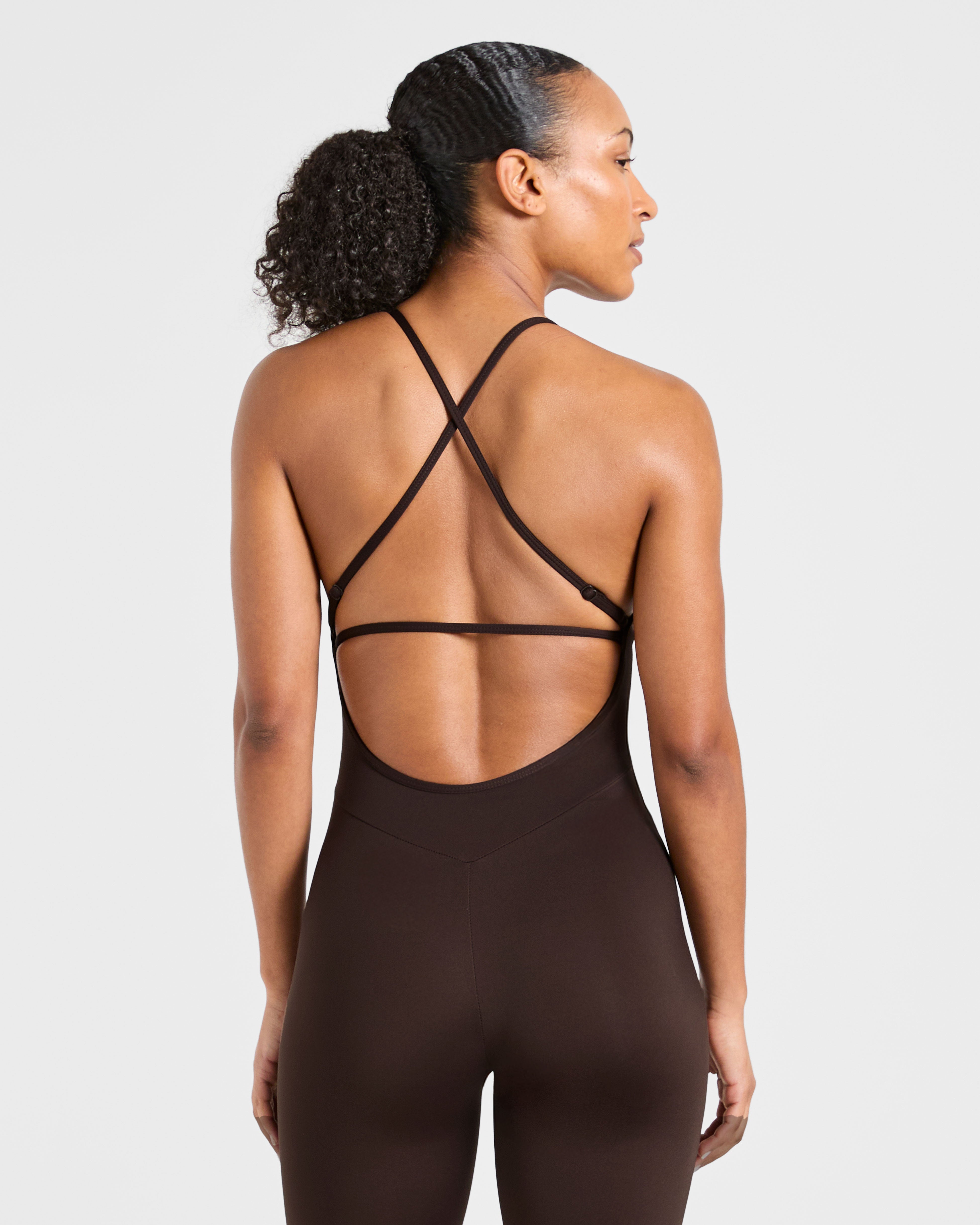 Sculpt Backless Flared All In One - Deep Cocoa Marron