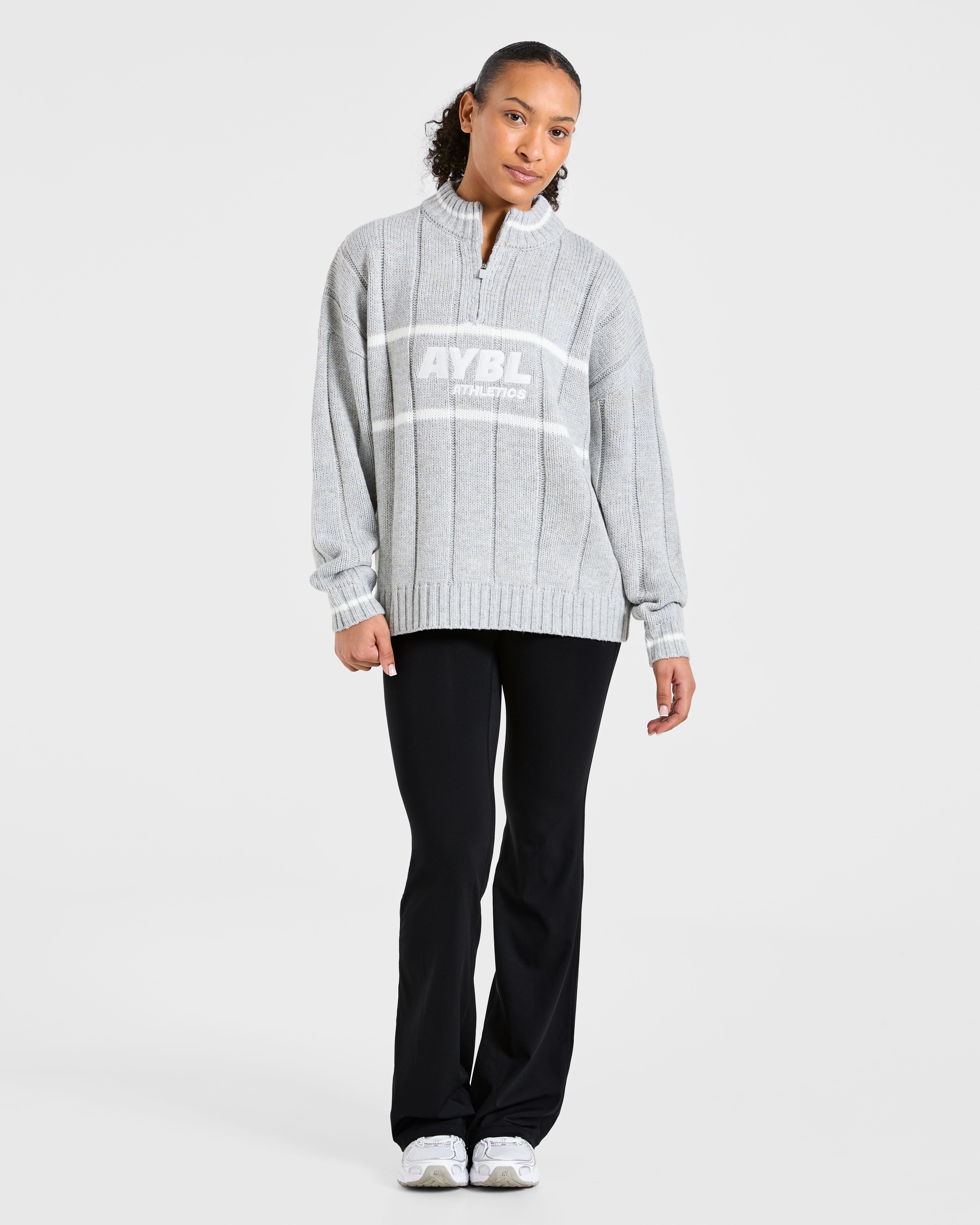 Athletics Oversized Knitted 1/4 Zip - Gris Marl