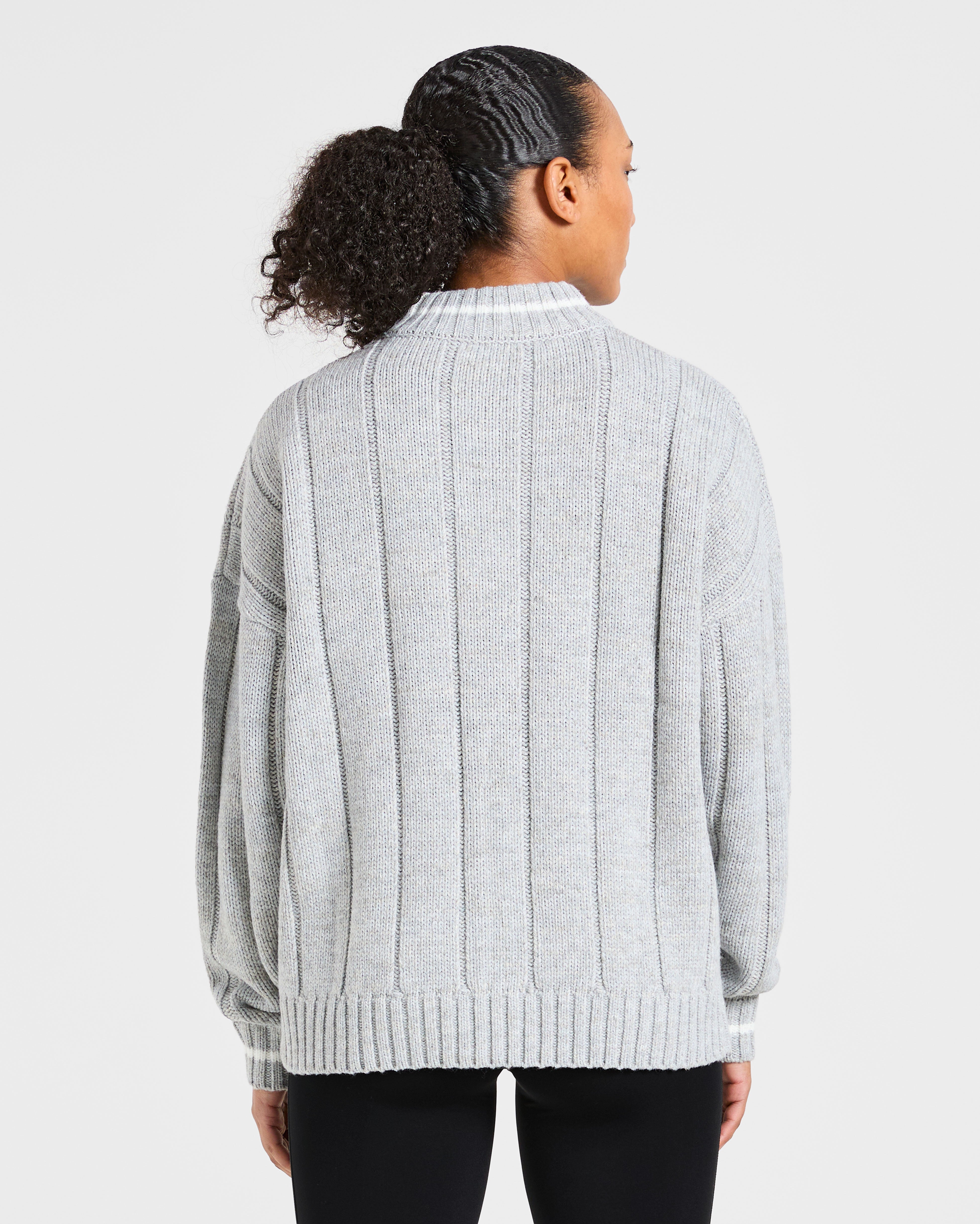 Athletics Oversized Knitted 1/4 Zip - Gris Marl