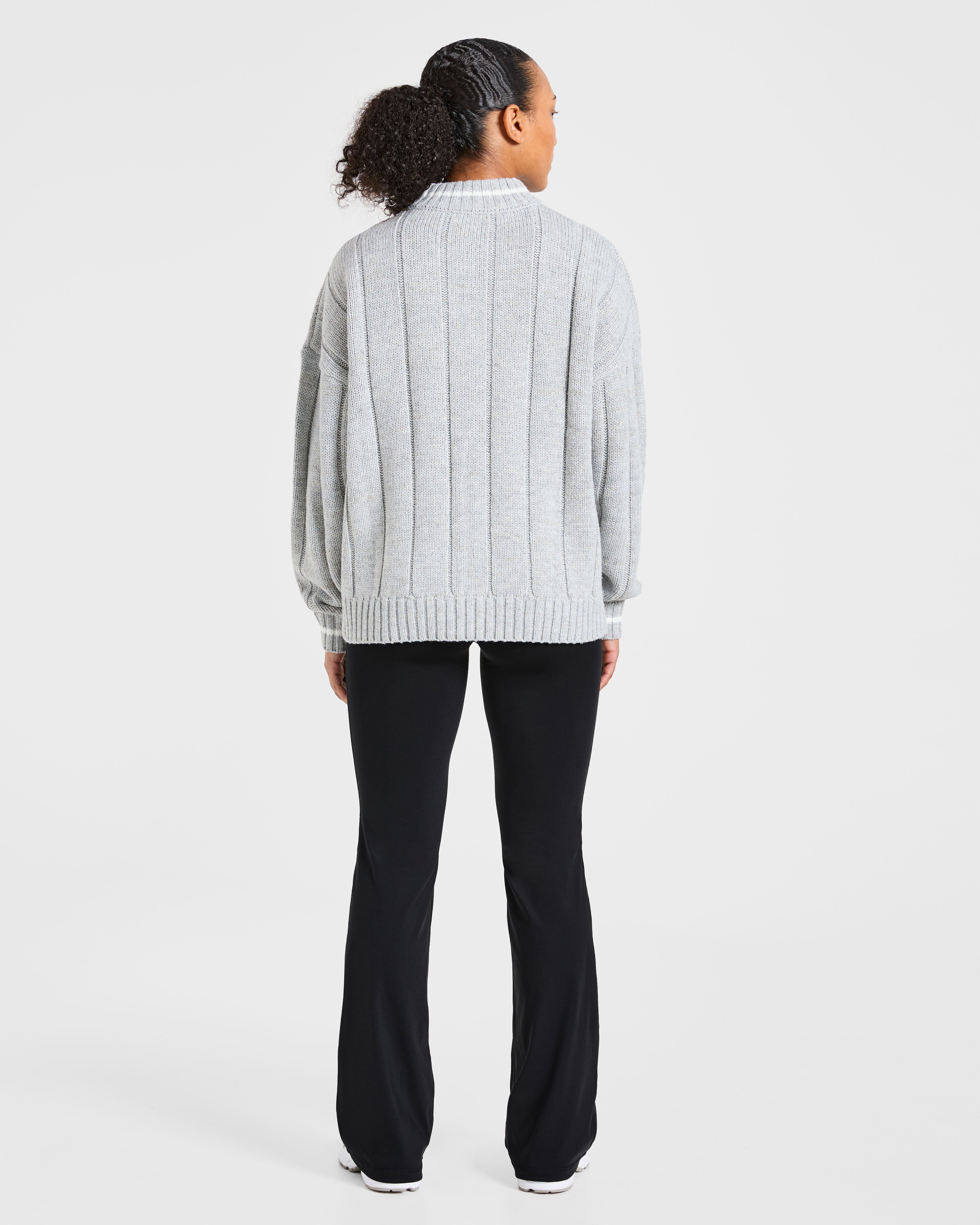 Athletics Oversized Knitted 1/4 Zip - Gris Marl