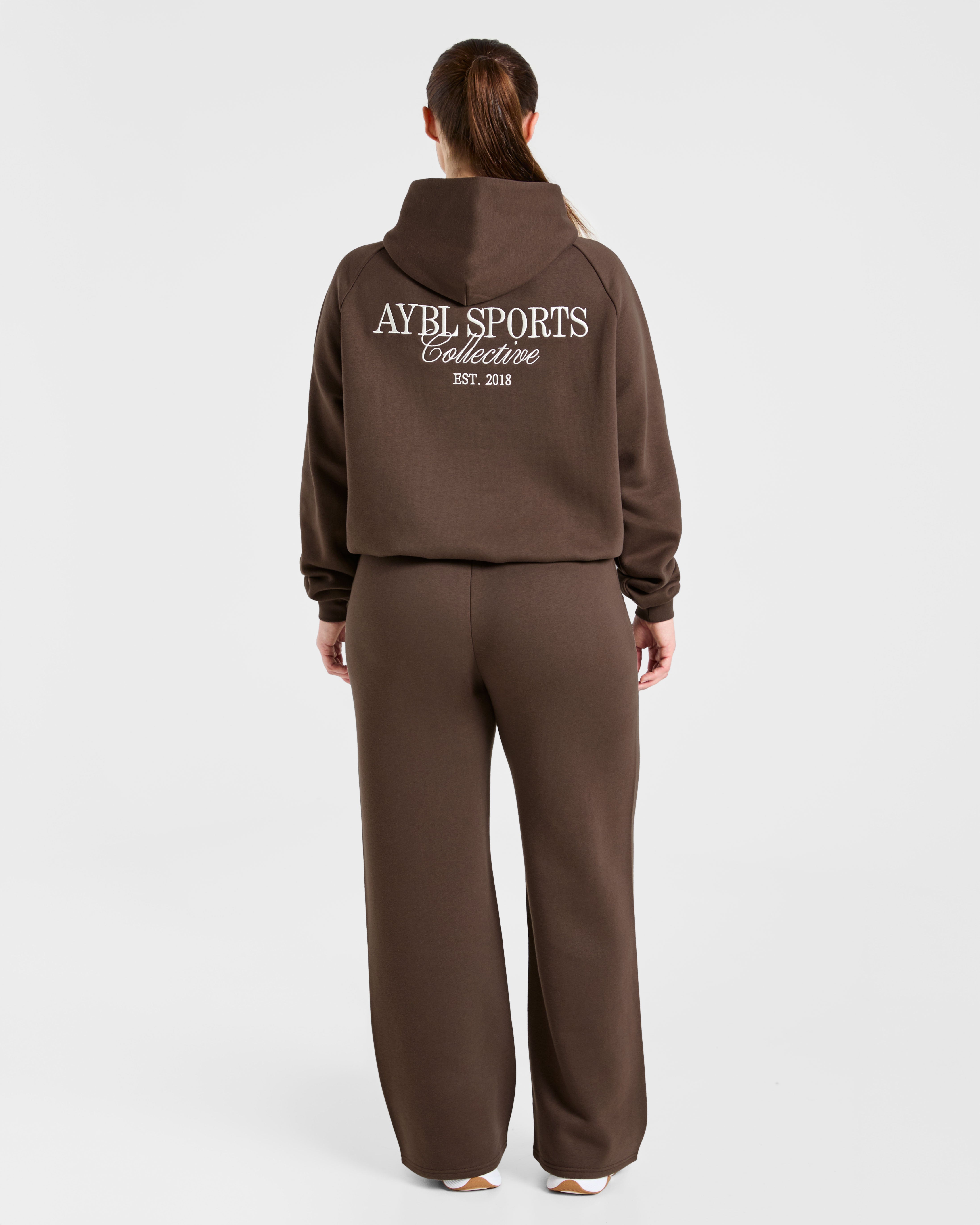 Sports Collective Oversized Straight Leg Joggers - Marron