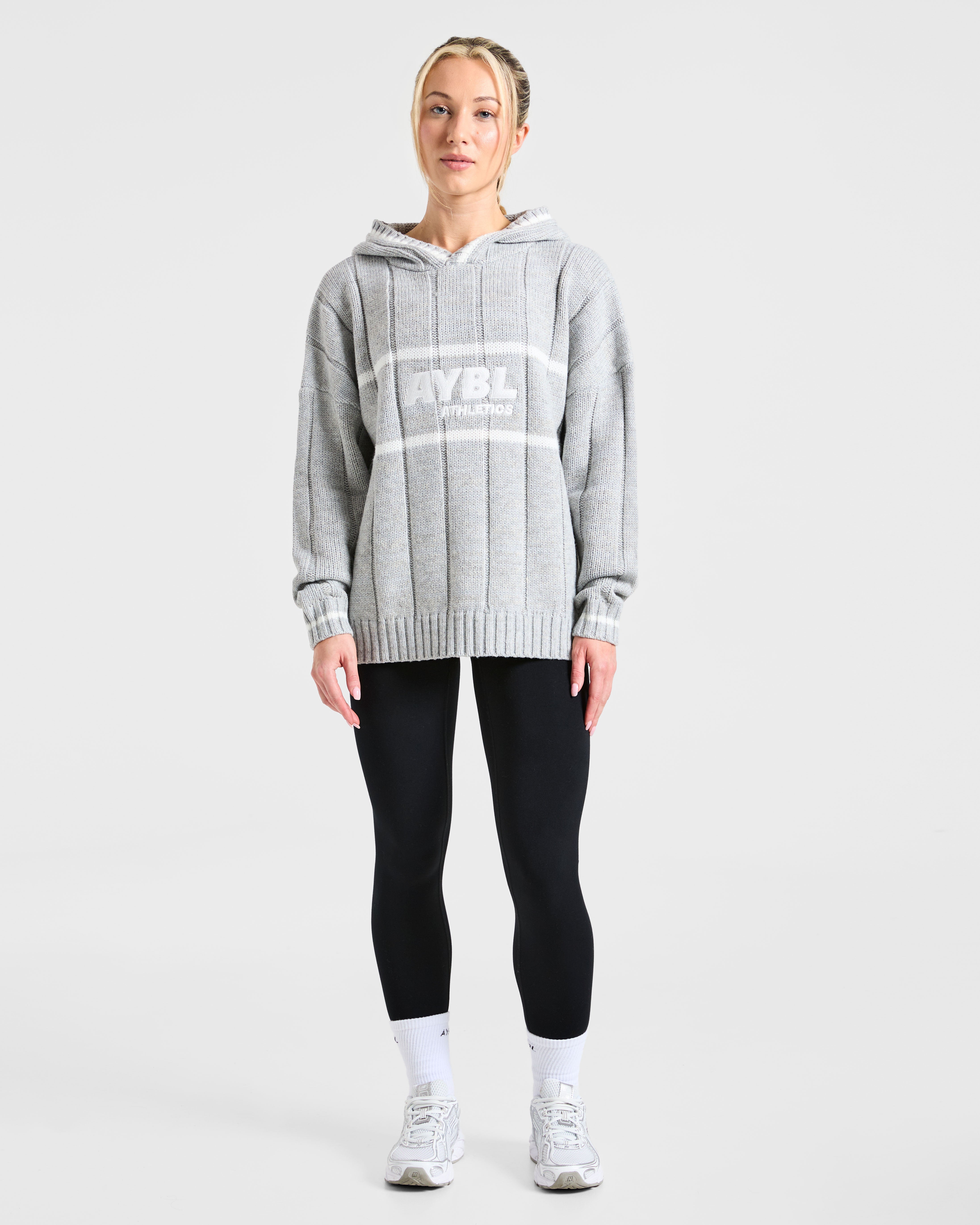 Athletics Oversized Knitted Hoodie - Gris Marl