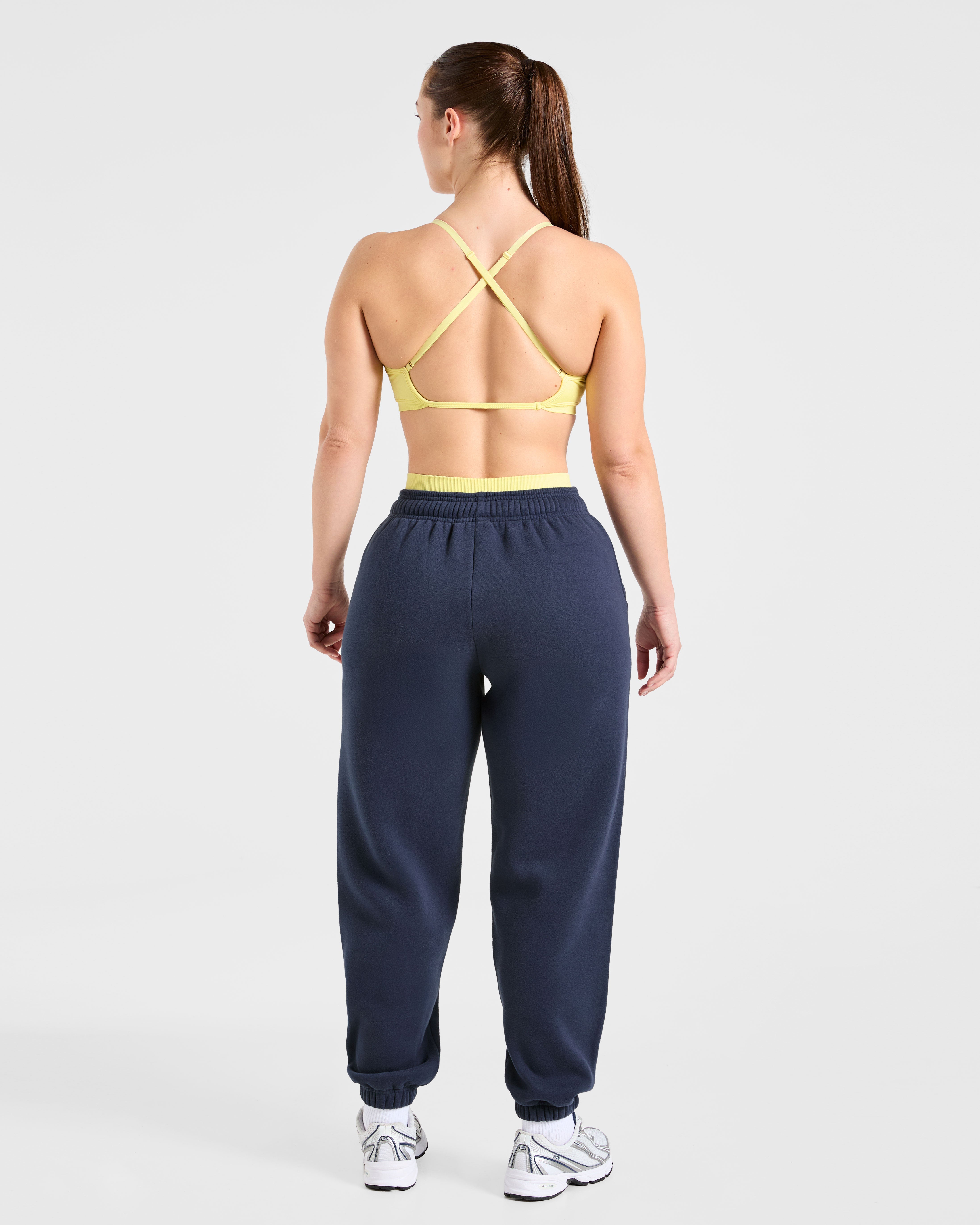 Retro Athletics Oversized Joggers - Navy/Jaune