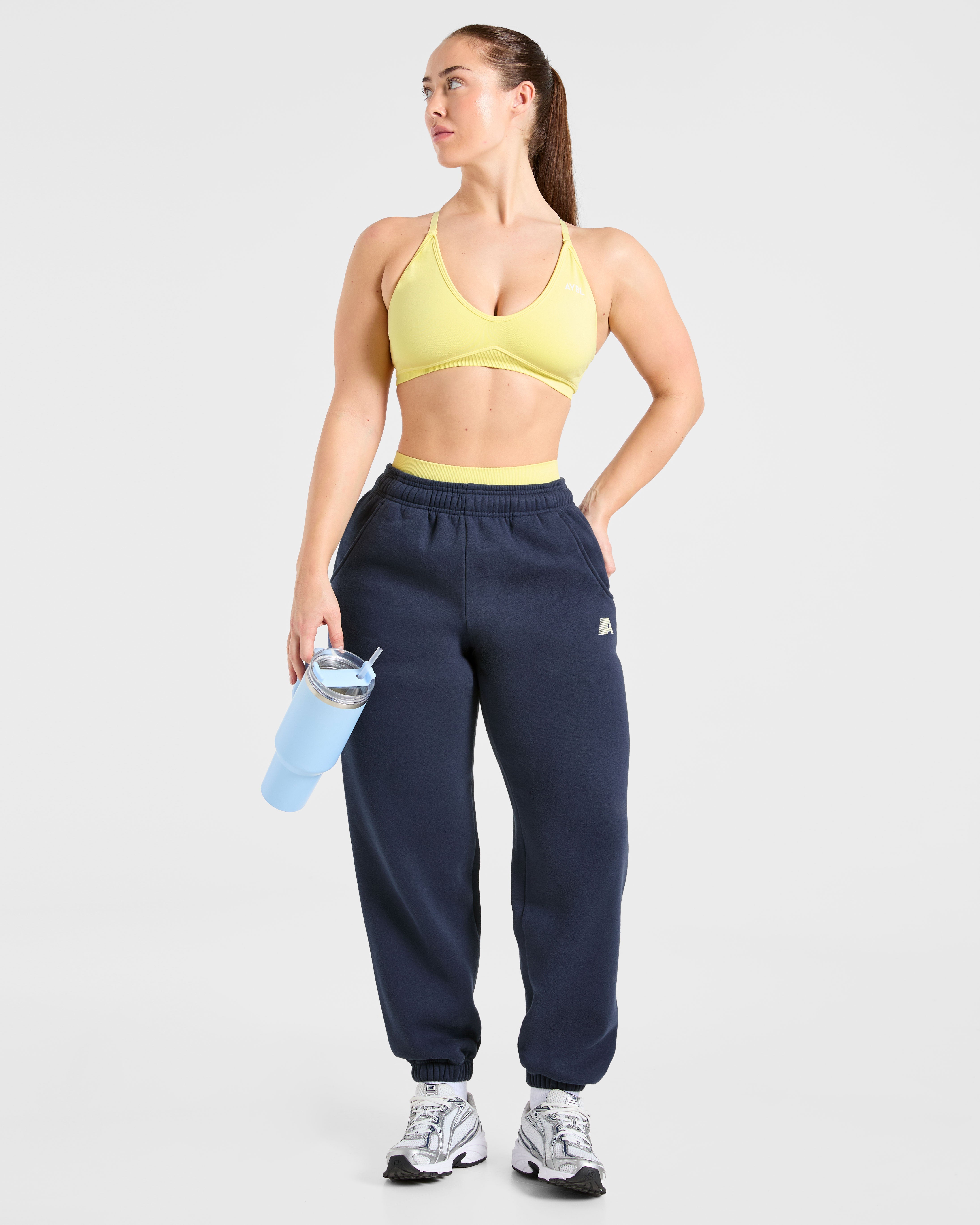 Retro Athletics Oversized Joggers - Navy/Jaune