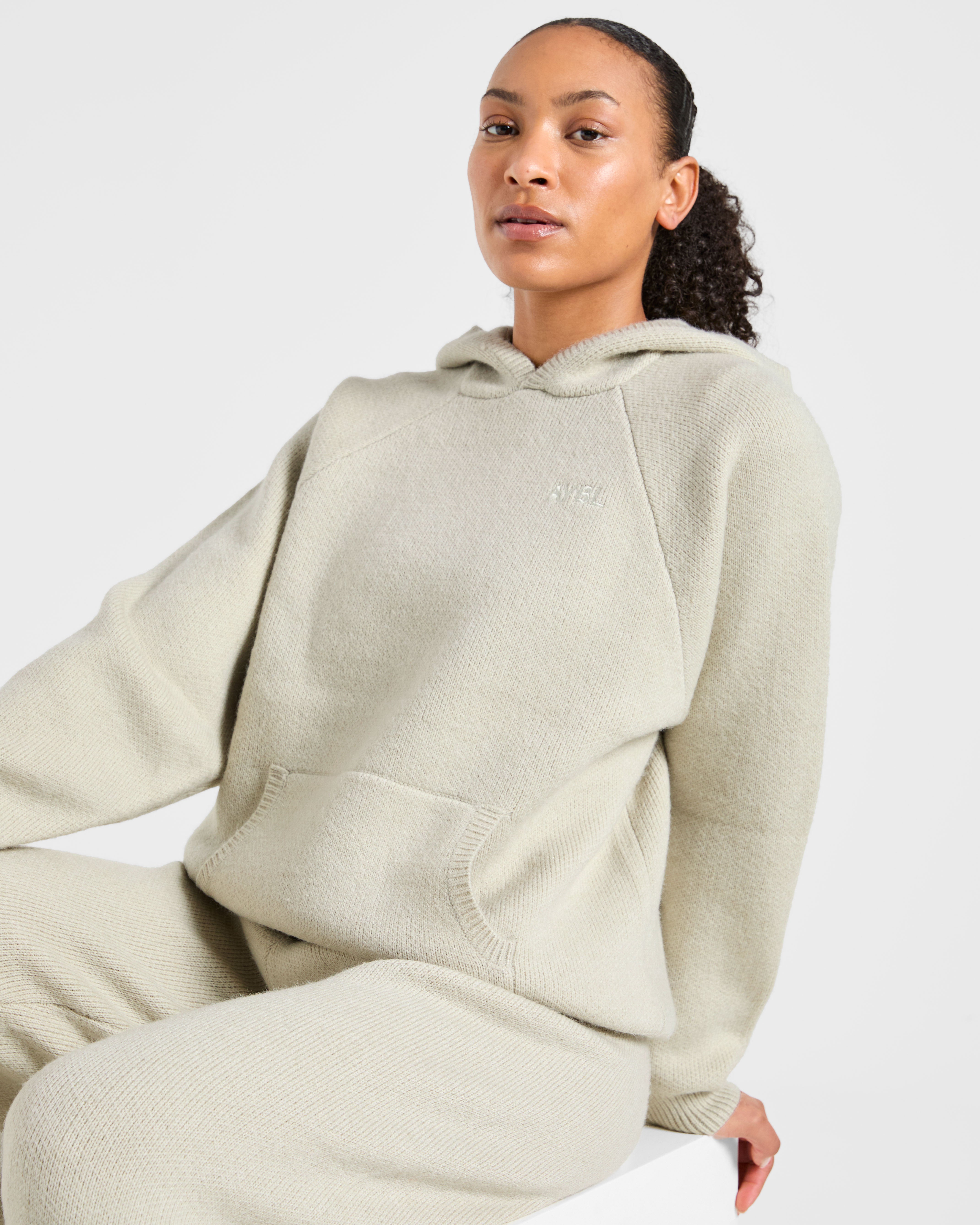 Soft Oversized Knitted Hoodie - Seasalt
