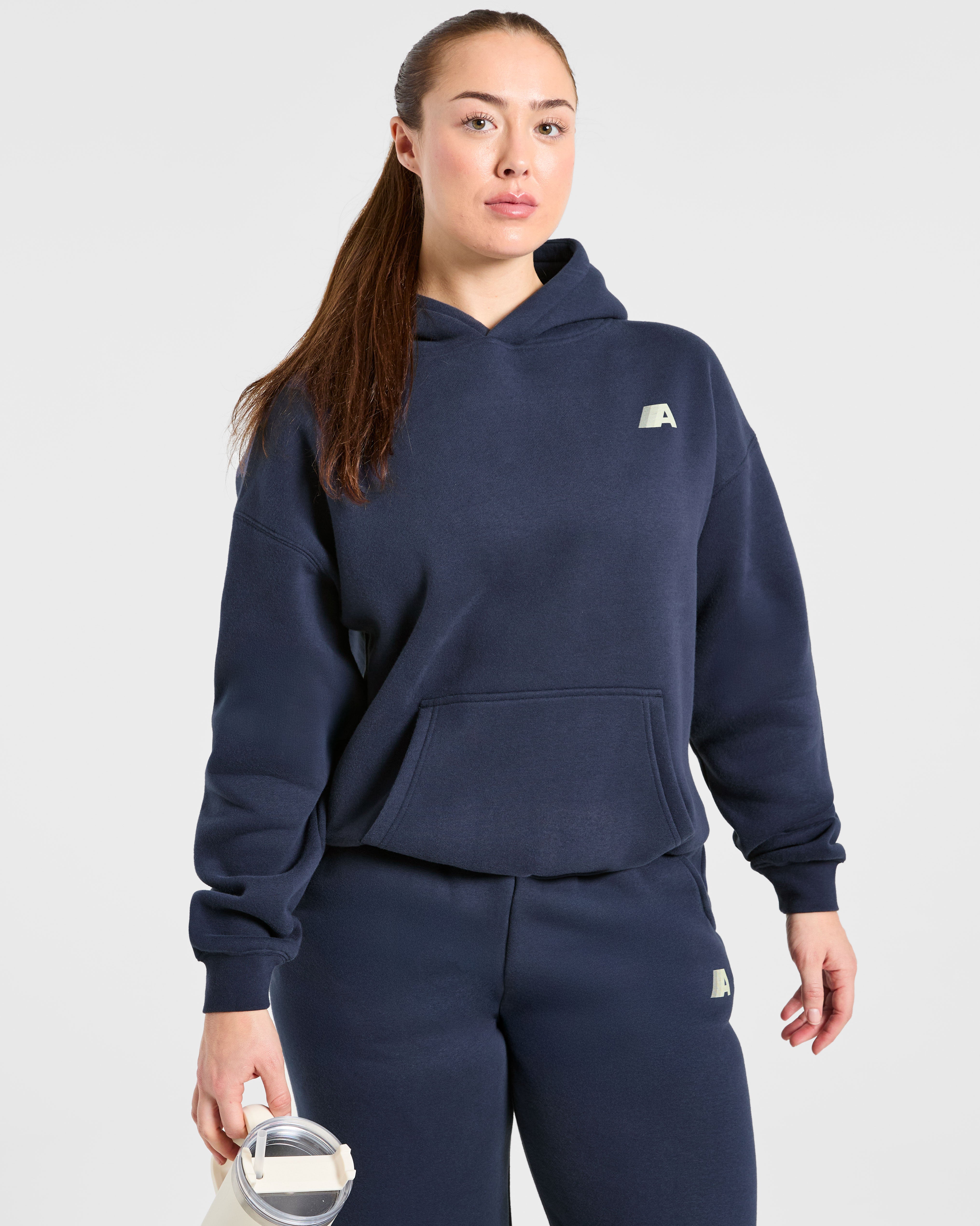 Retro Athletics Oversized Hoodie - Navy/Jaune