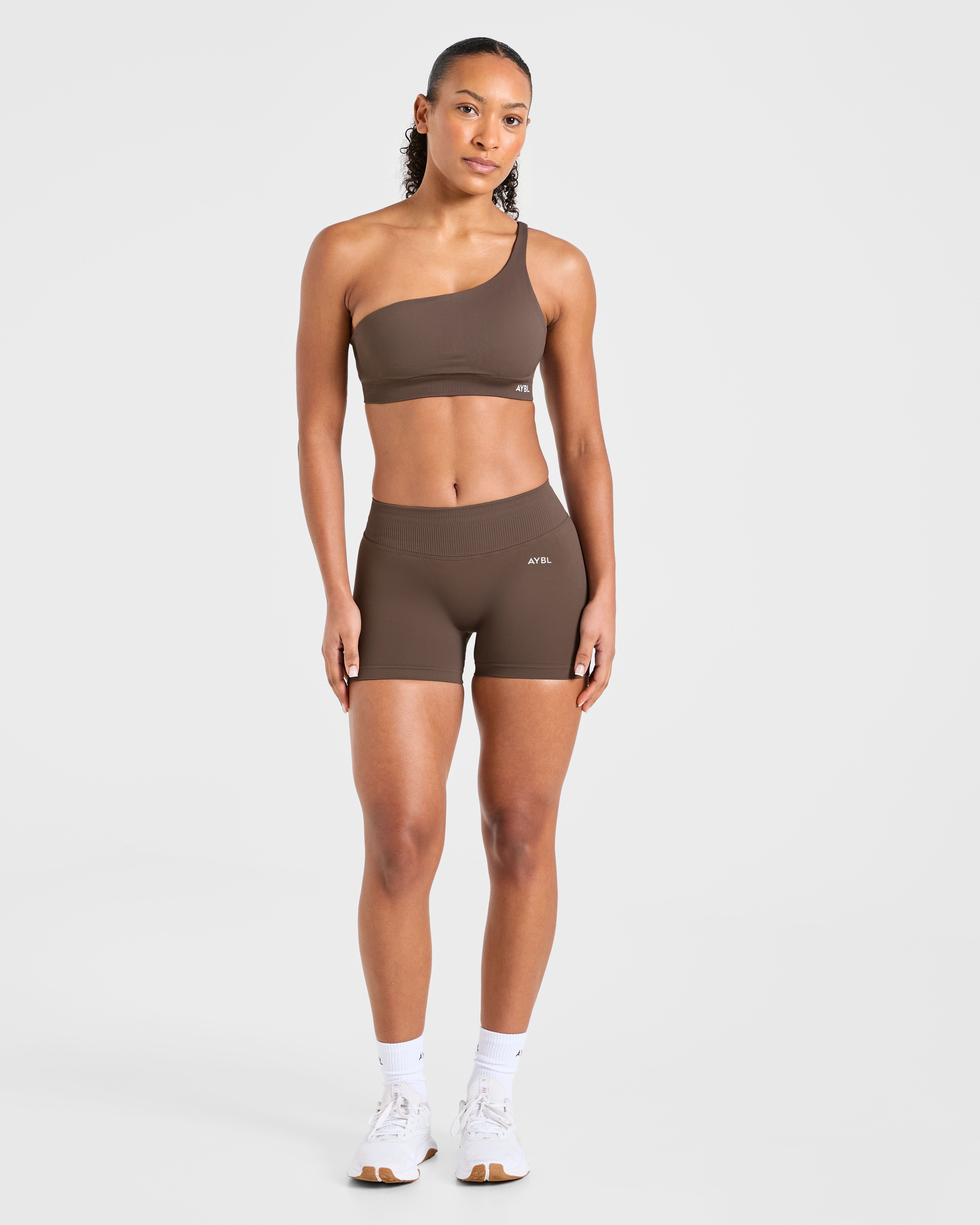 Enhance Seamless One Shoulder Sports Bra - Marron