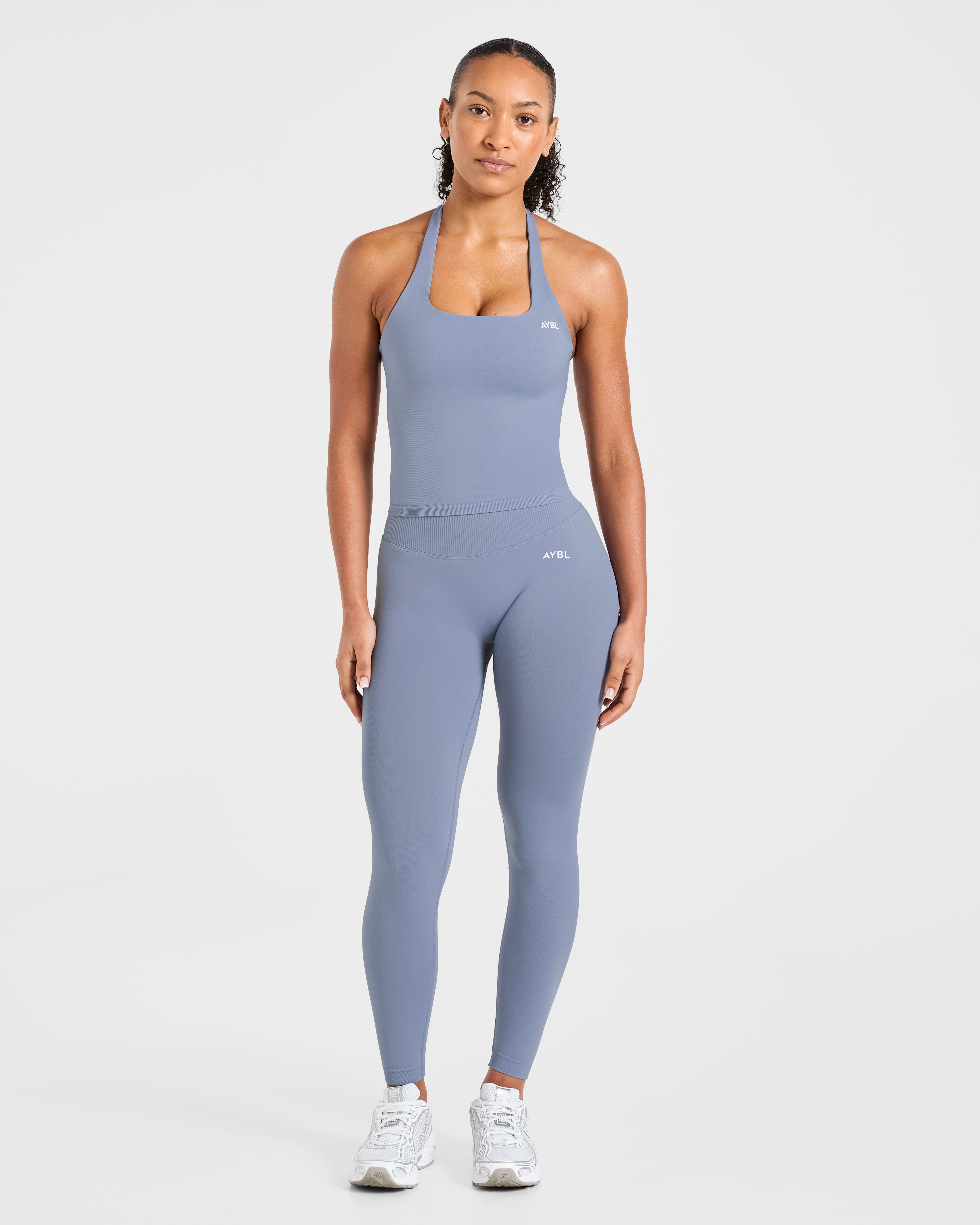 Enhance Seamless Halterneck Top - Slate Bleu