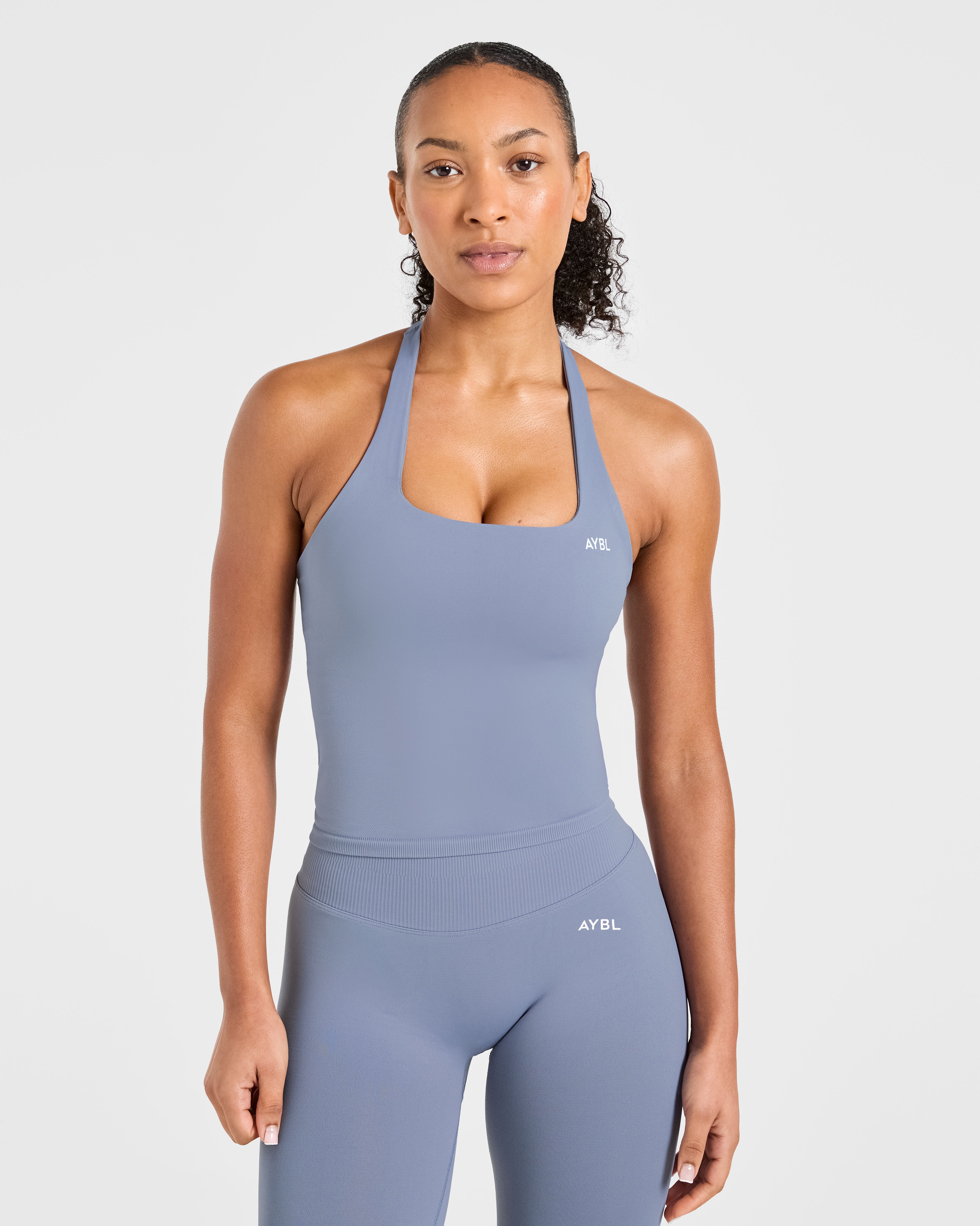 Enhance Seamless Halterneck Top - Slate Bleu