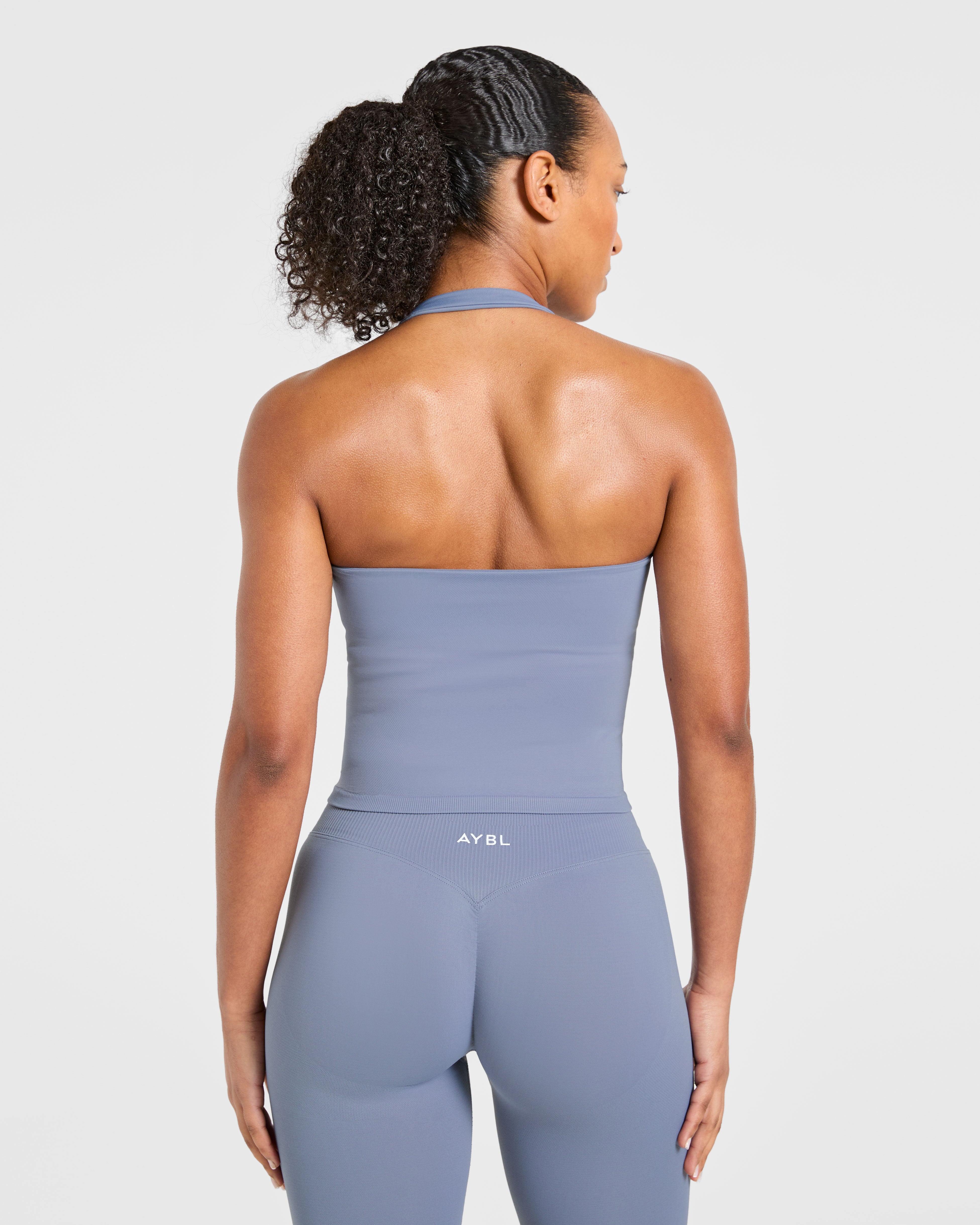 Enhance Seamless Halterneck Top - Slate Bleu