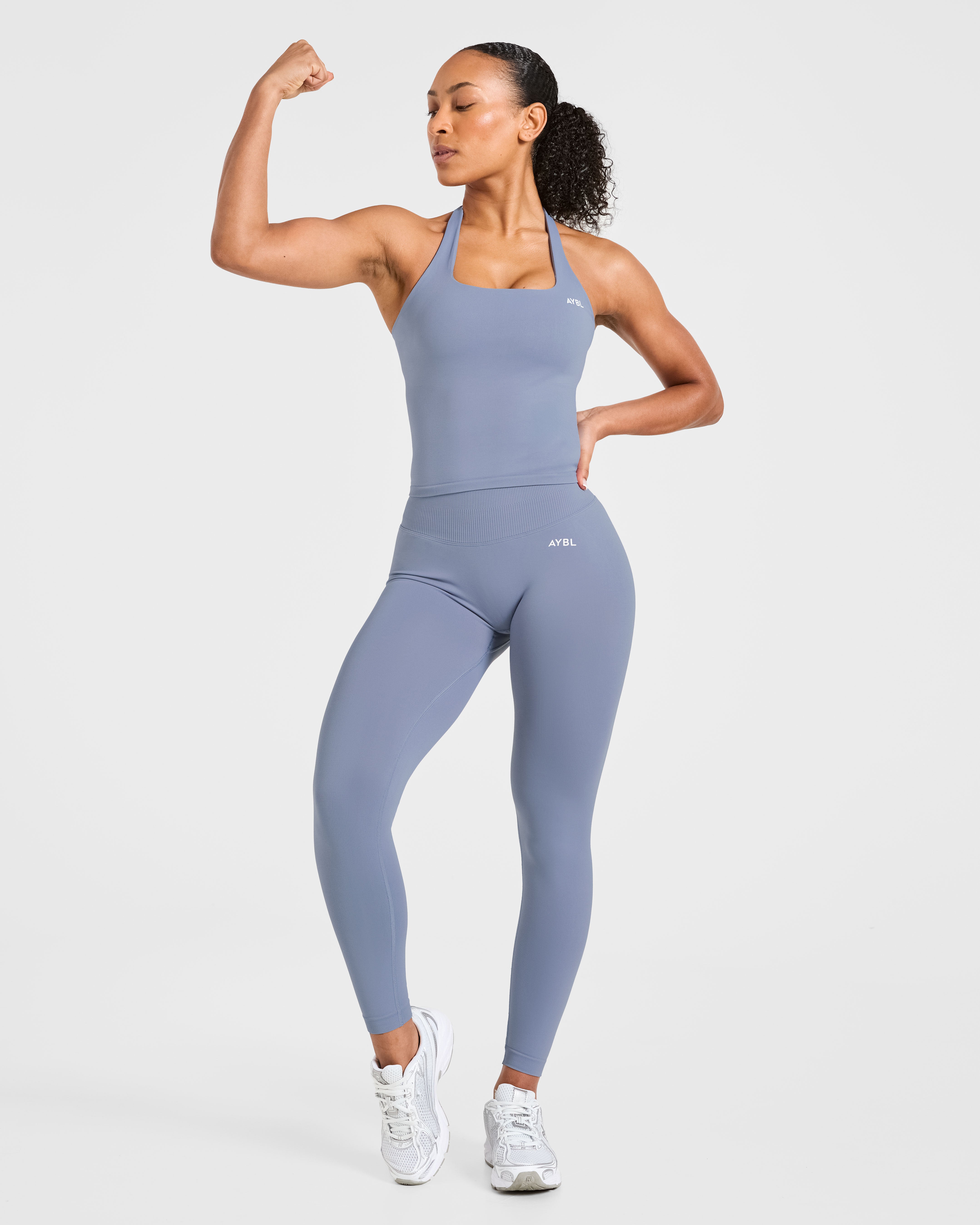 Enhance Seamless Halterneck Top - Slate Bleu