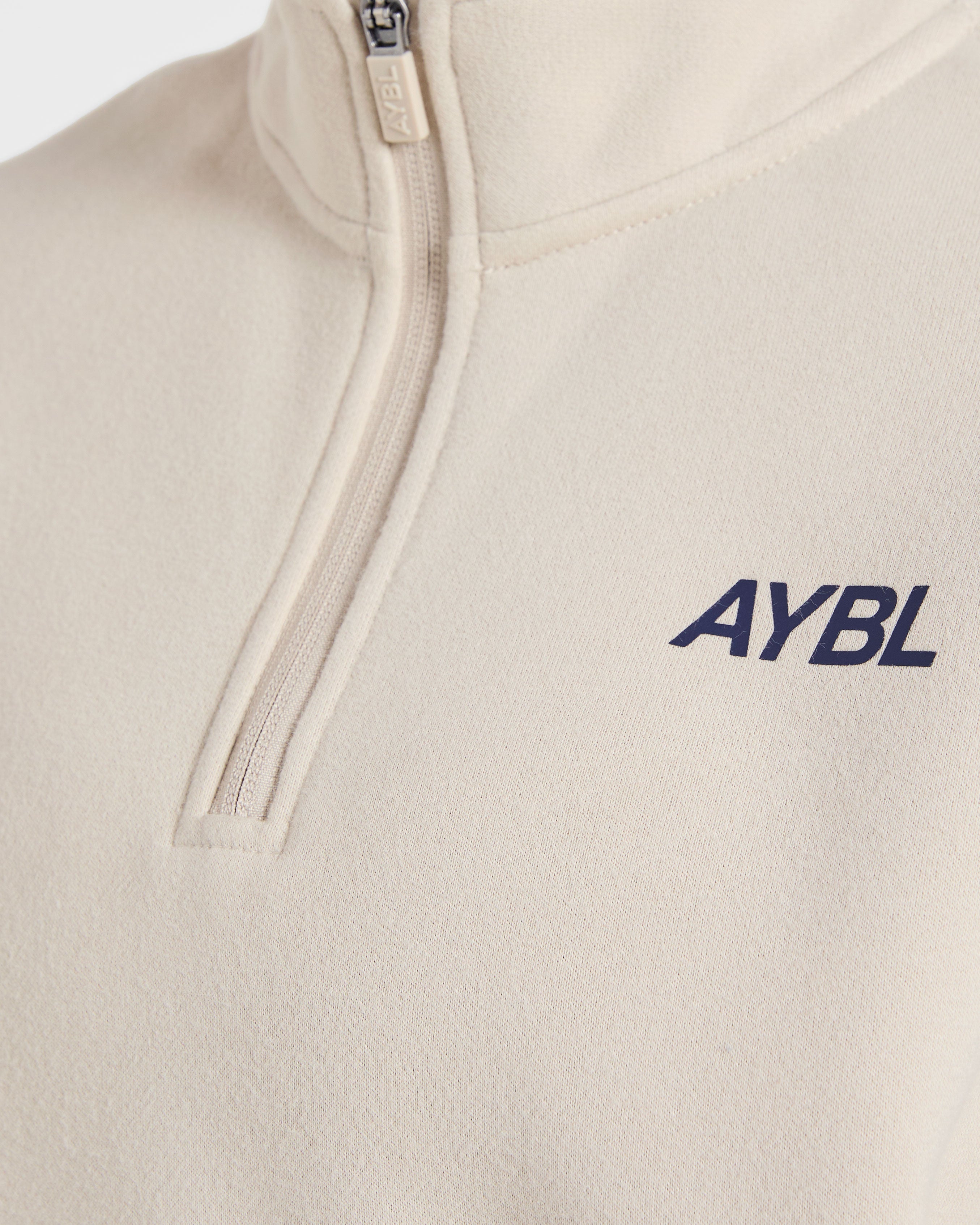 Sports Club Oversized 1/4 Zip Pullover - Sand/Navy