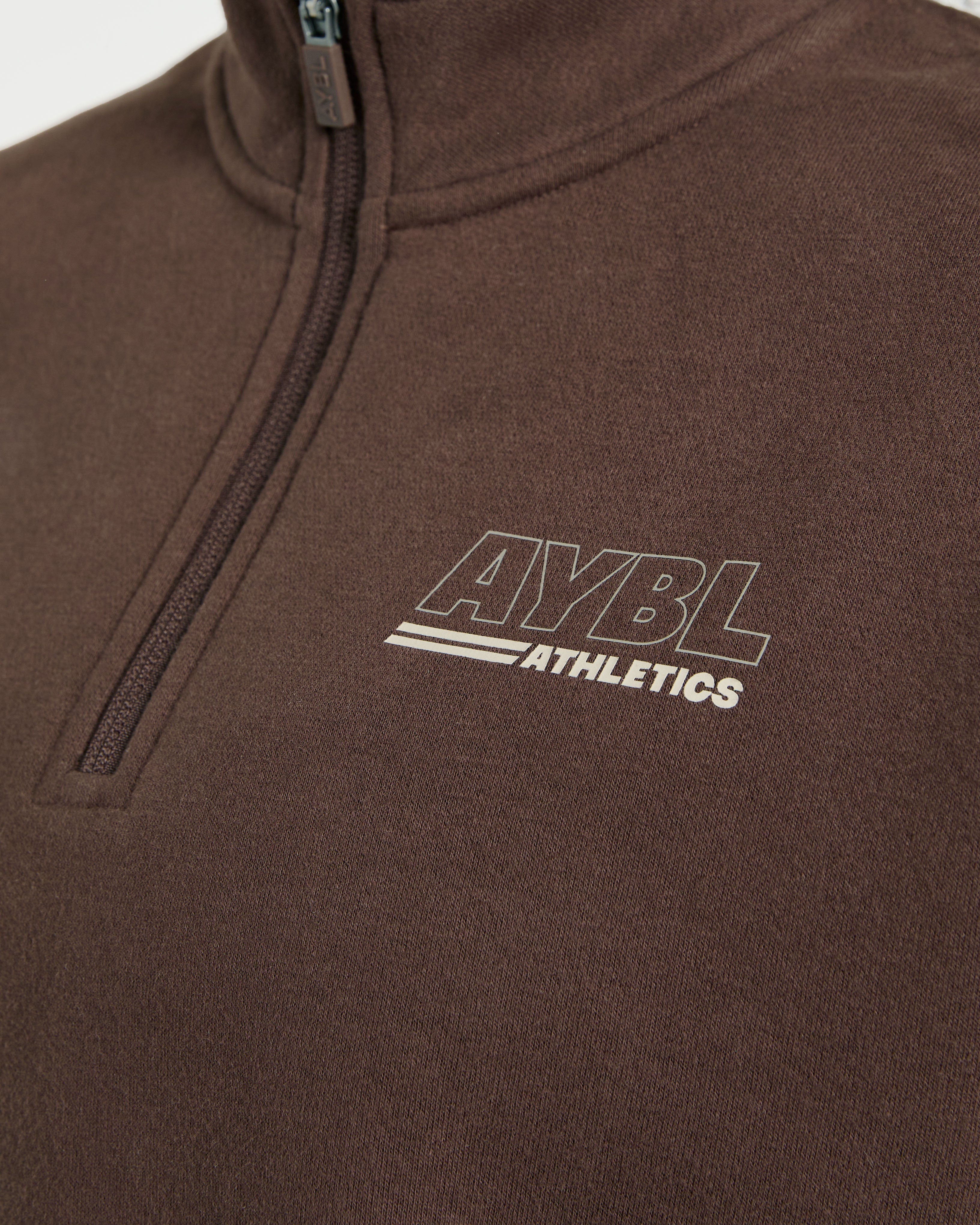 Athletics Track Oversized 1/4 Zip Pullover - Brown/Sand