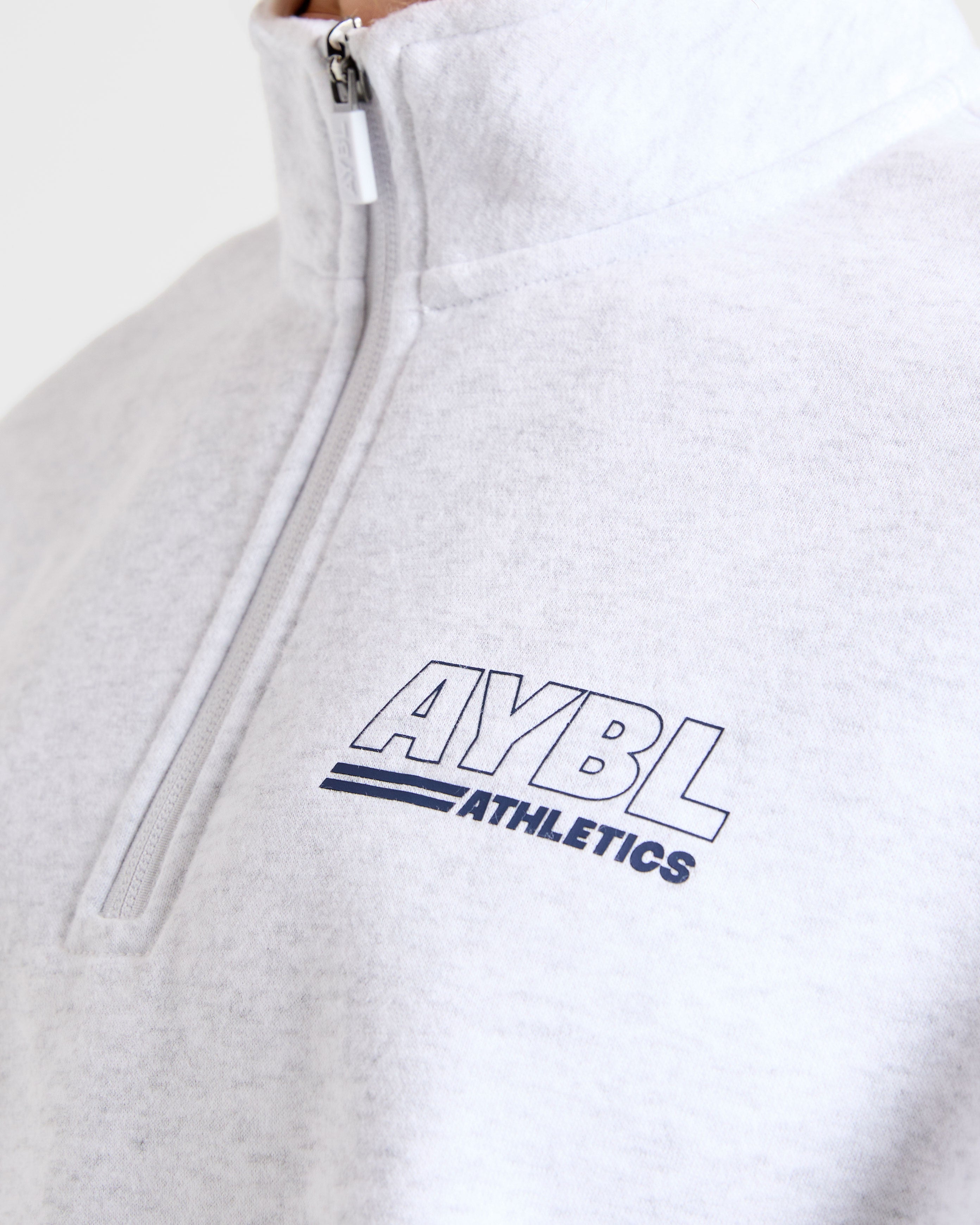 Athletics Track Oversized 1/4 Zip Pullover - Heather Gris/Navy