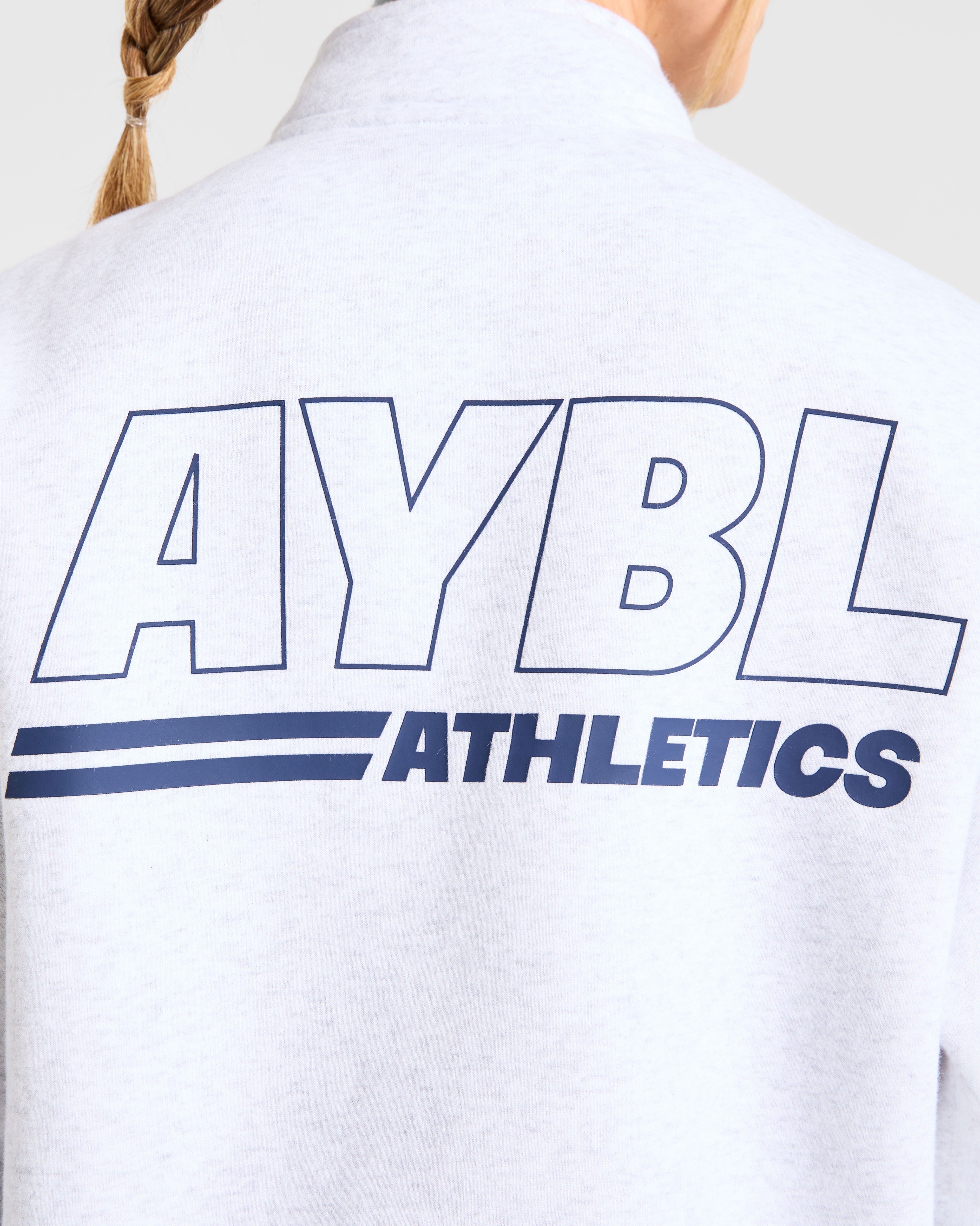 Athletics Track Oversized 1/4 Zip Pullover - Heather Gris/Navy