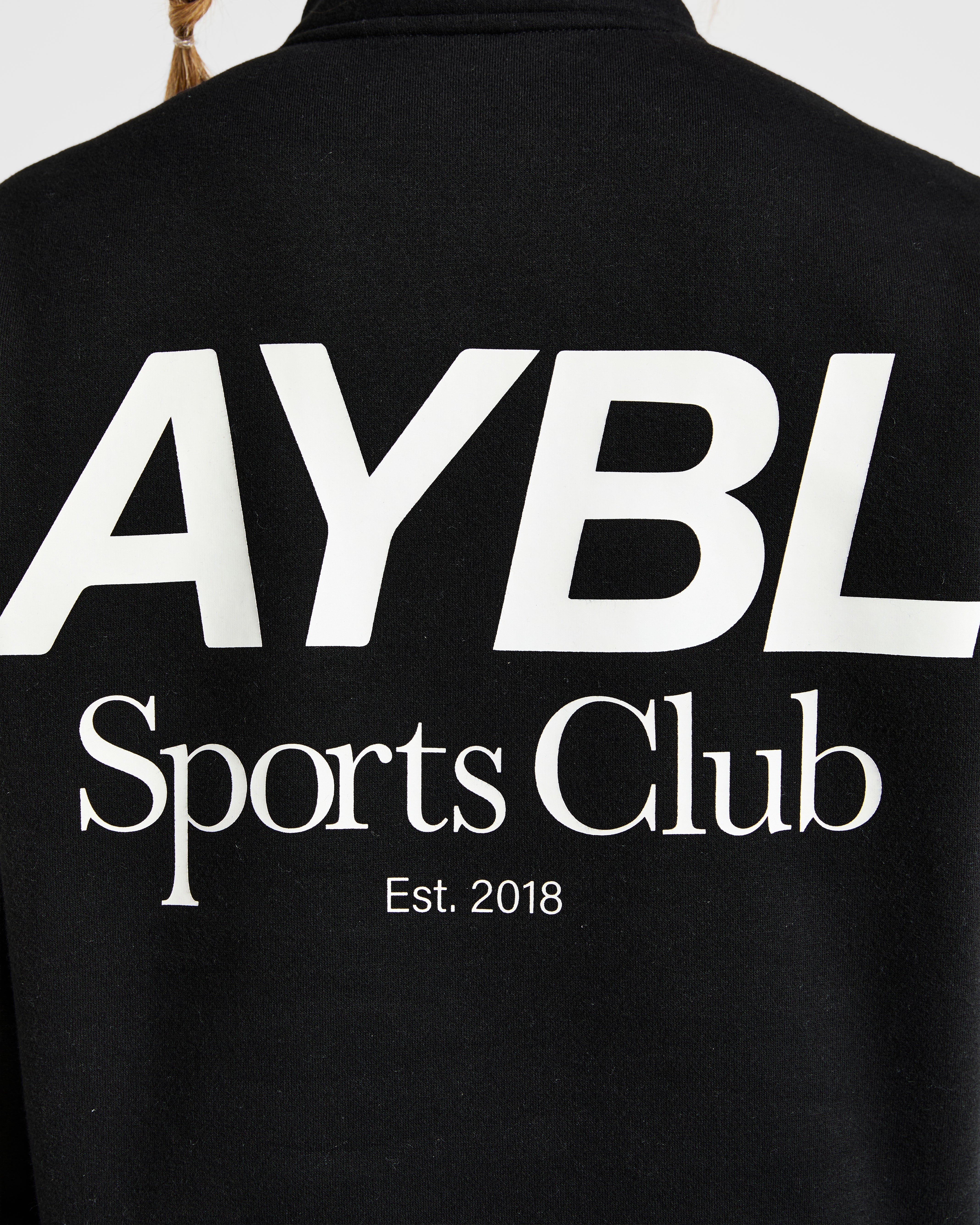Sports Club Oversized 1/4 Zip Pullover - Noir/Blanc