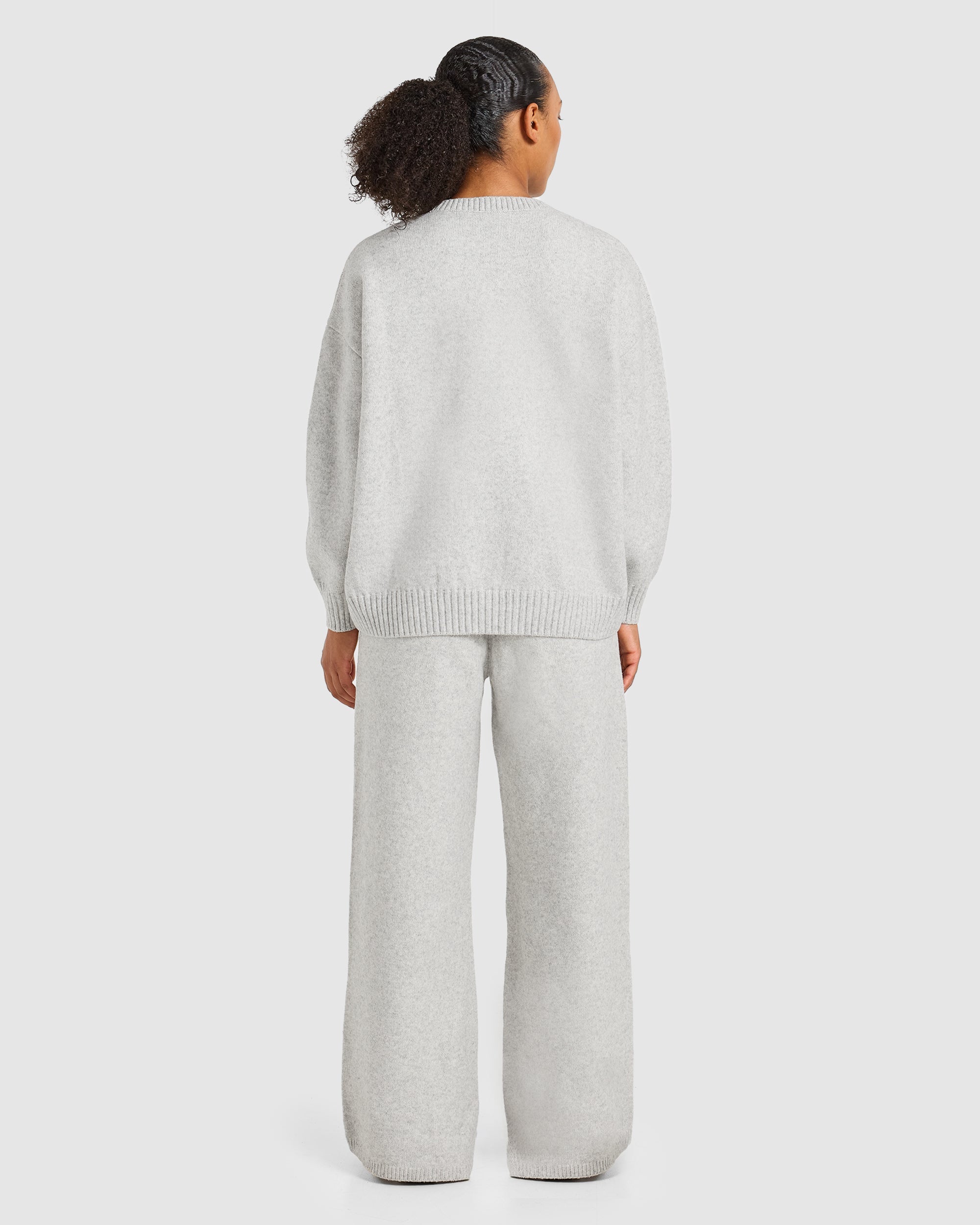 Varsity Oversized Knitted Sweater - Gris Marl/Burgundy