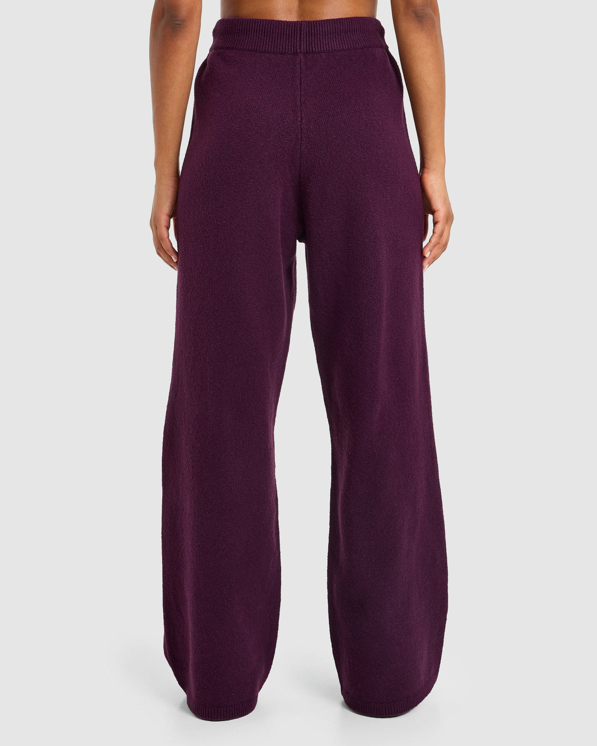 Varsity Oversized Knitted Joggers - Plum