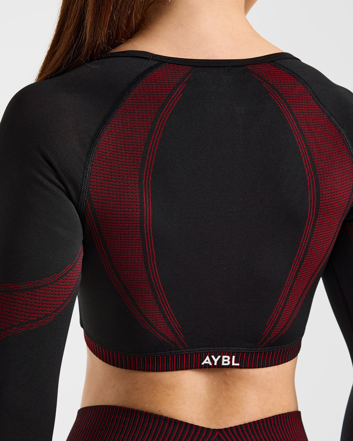 Charge Seamless Long Sleeve Crop Top - Noir/Rouge