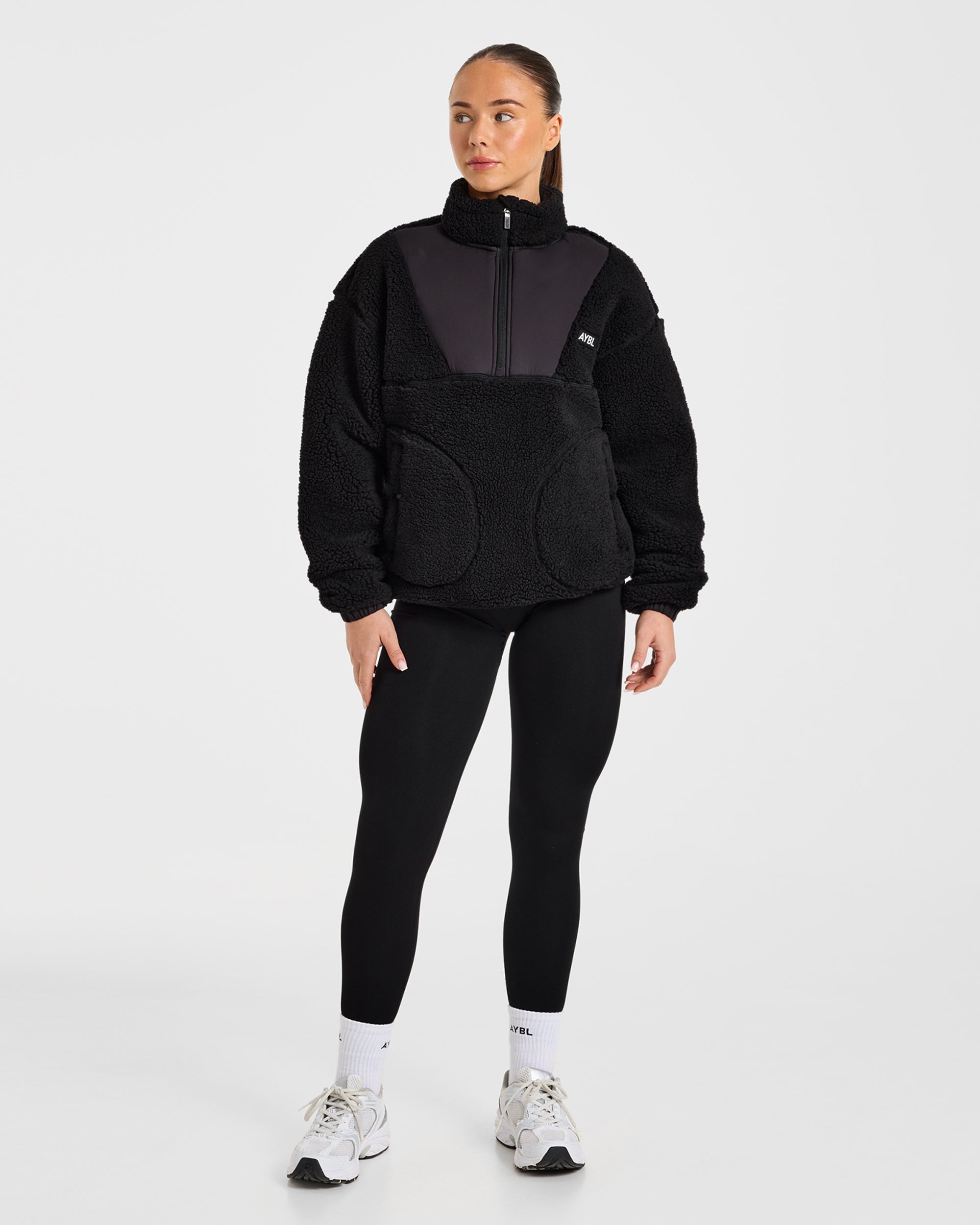 Signature 1/4 Zip Fleece Pullover - Noir