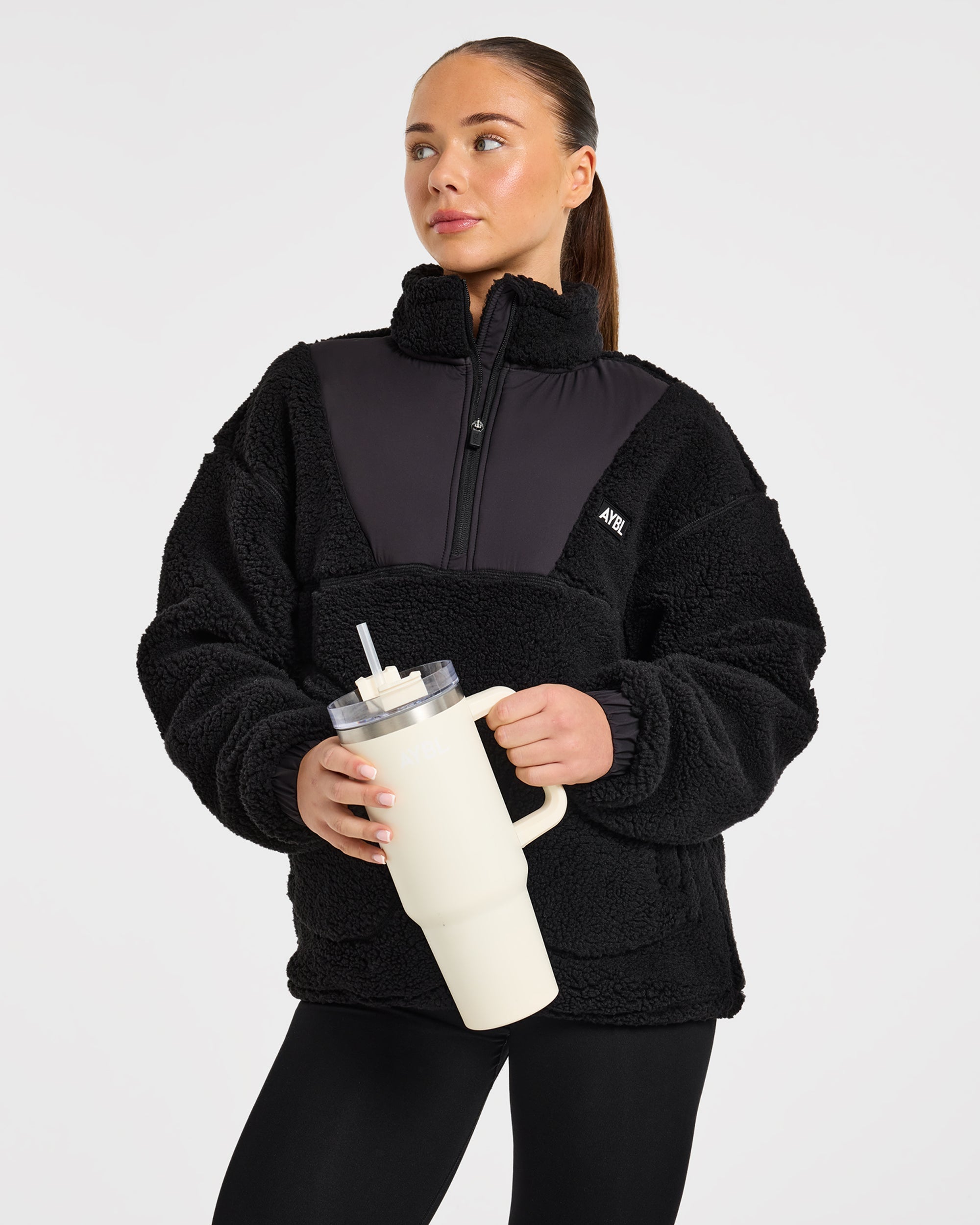 Signature 1/4 Zip Fleece Pullover - Noir