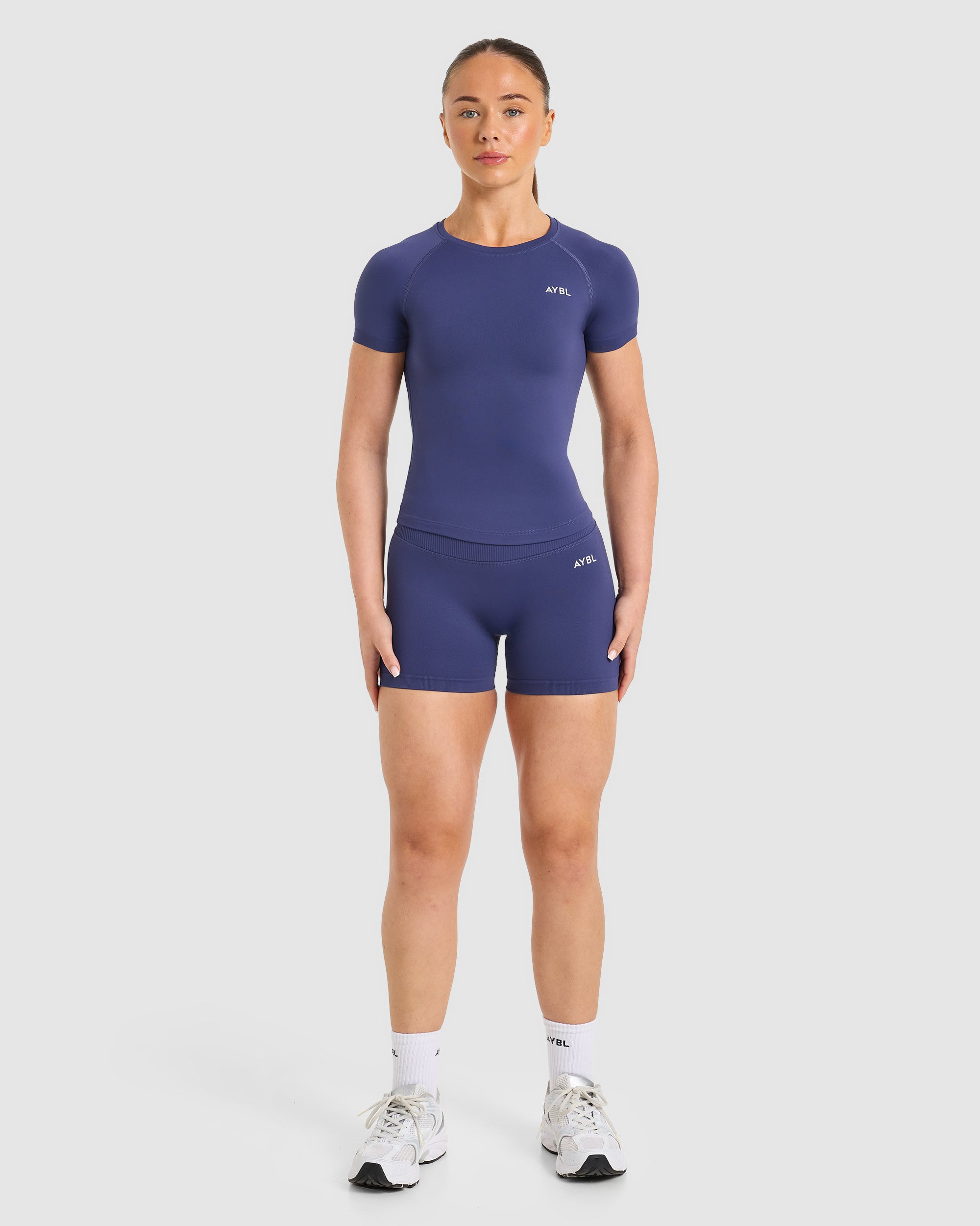 Enhance Seamless Short Sleeve Top - Storm Bleu
