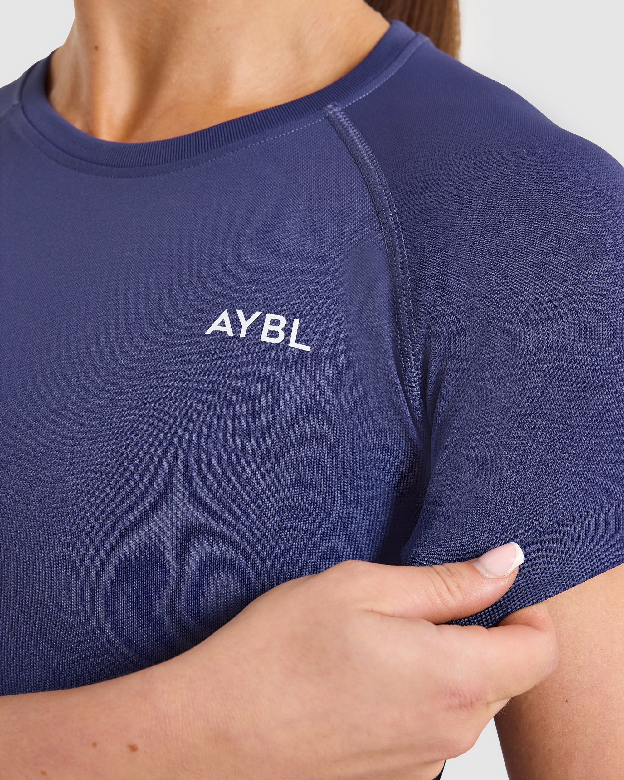 Enhance Seamless Short Sleeve Top - Storm Bleu