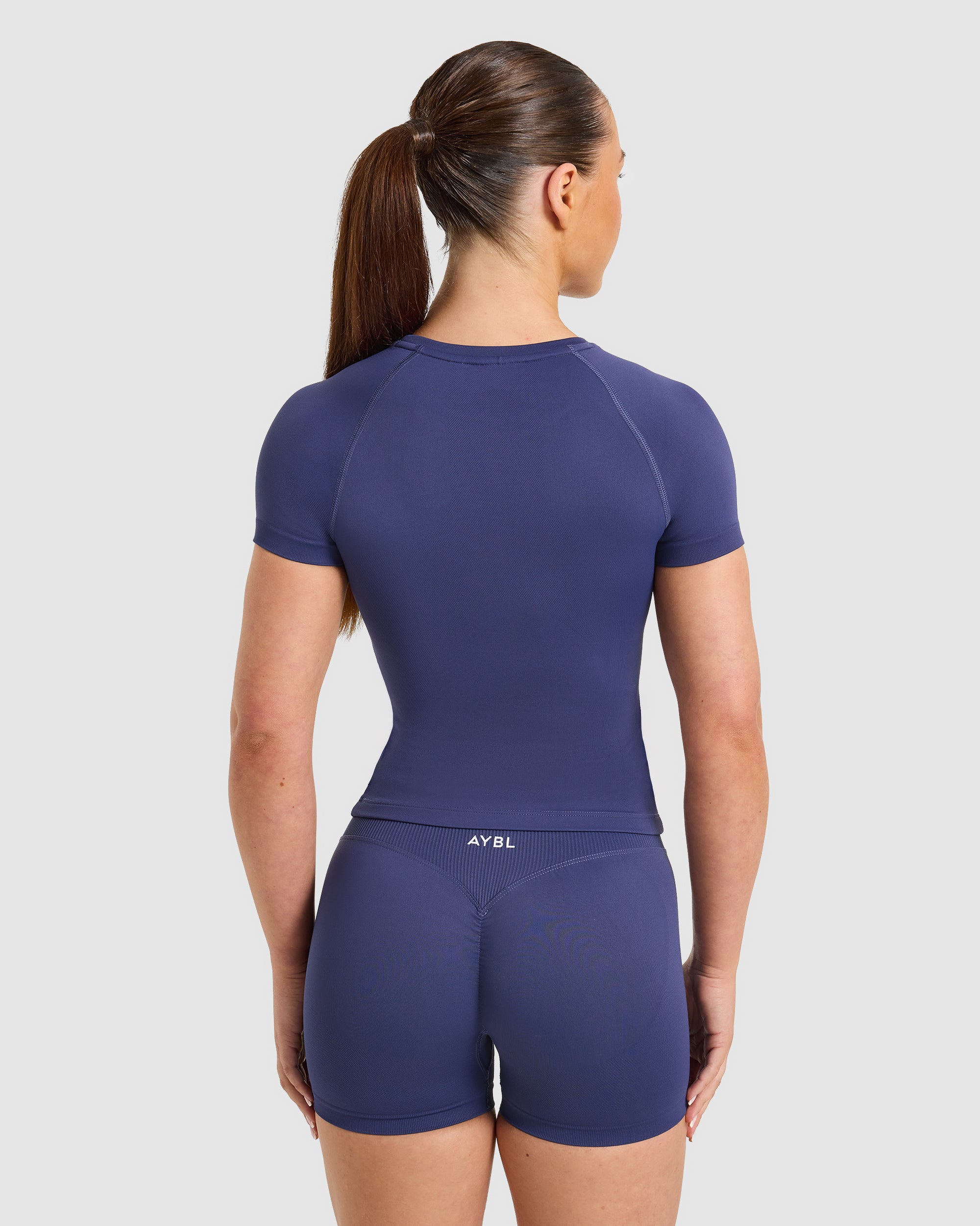 Enhance Seamless Short Sleeve Top - Storm Bleu
