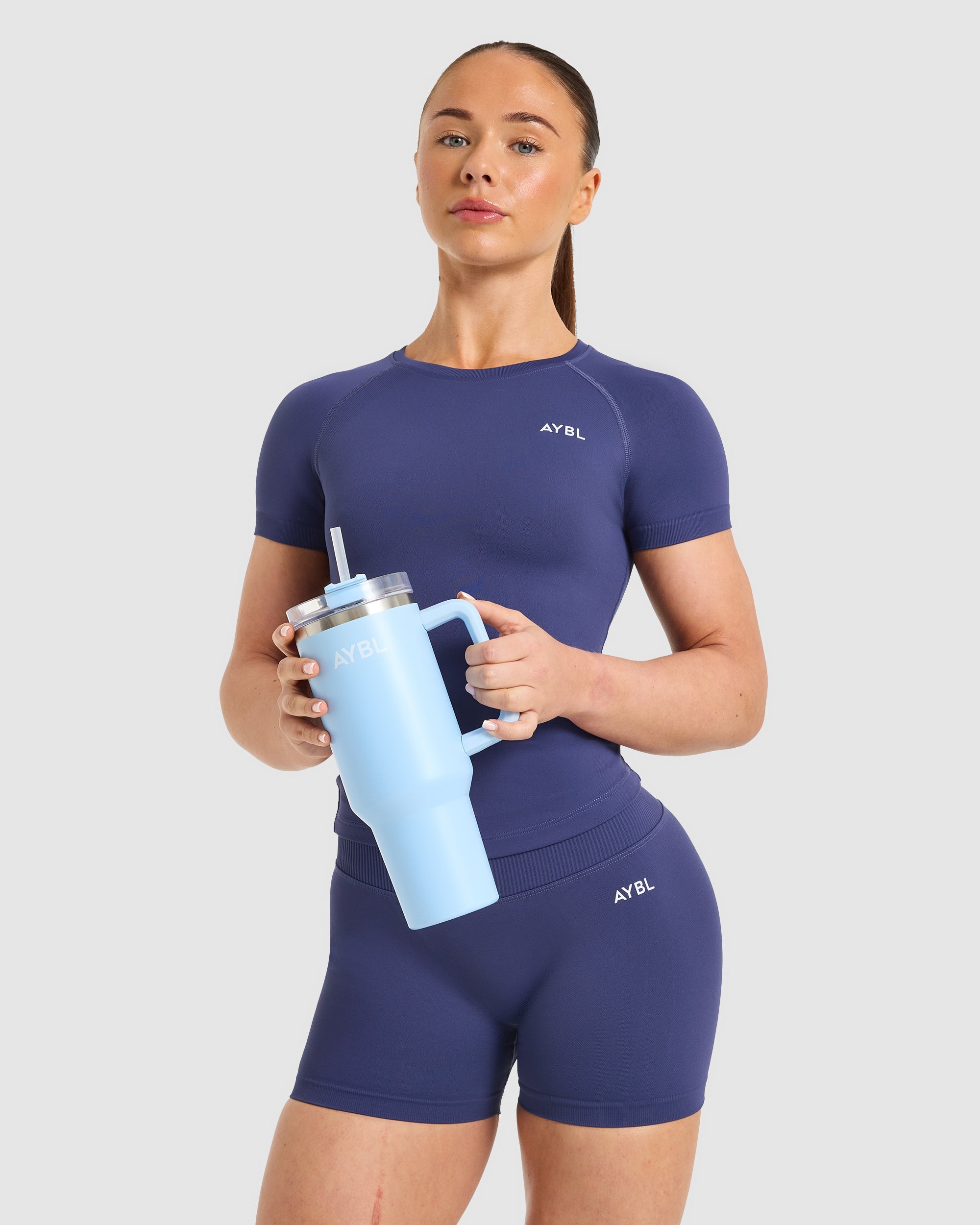 Enhance Seamless Short Sleeve Top - Storm Bleu