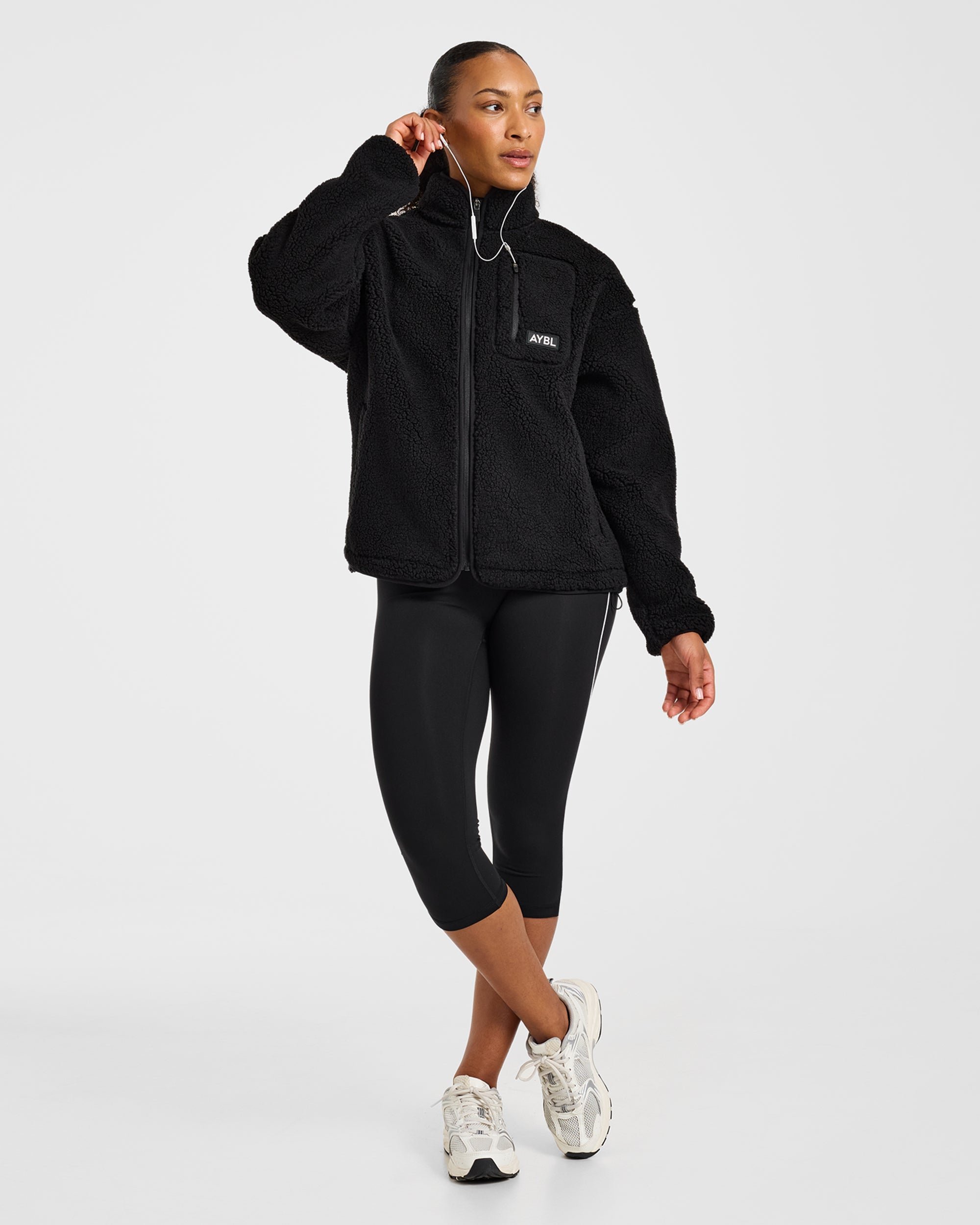 Signature Zip Up Fleece Jacket - Noir