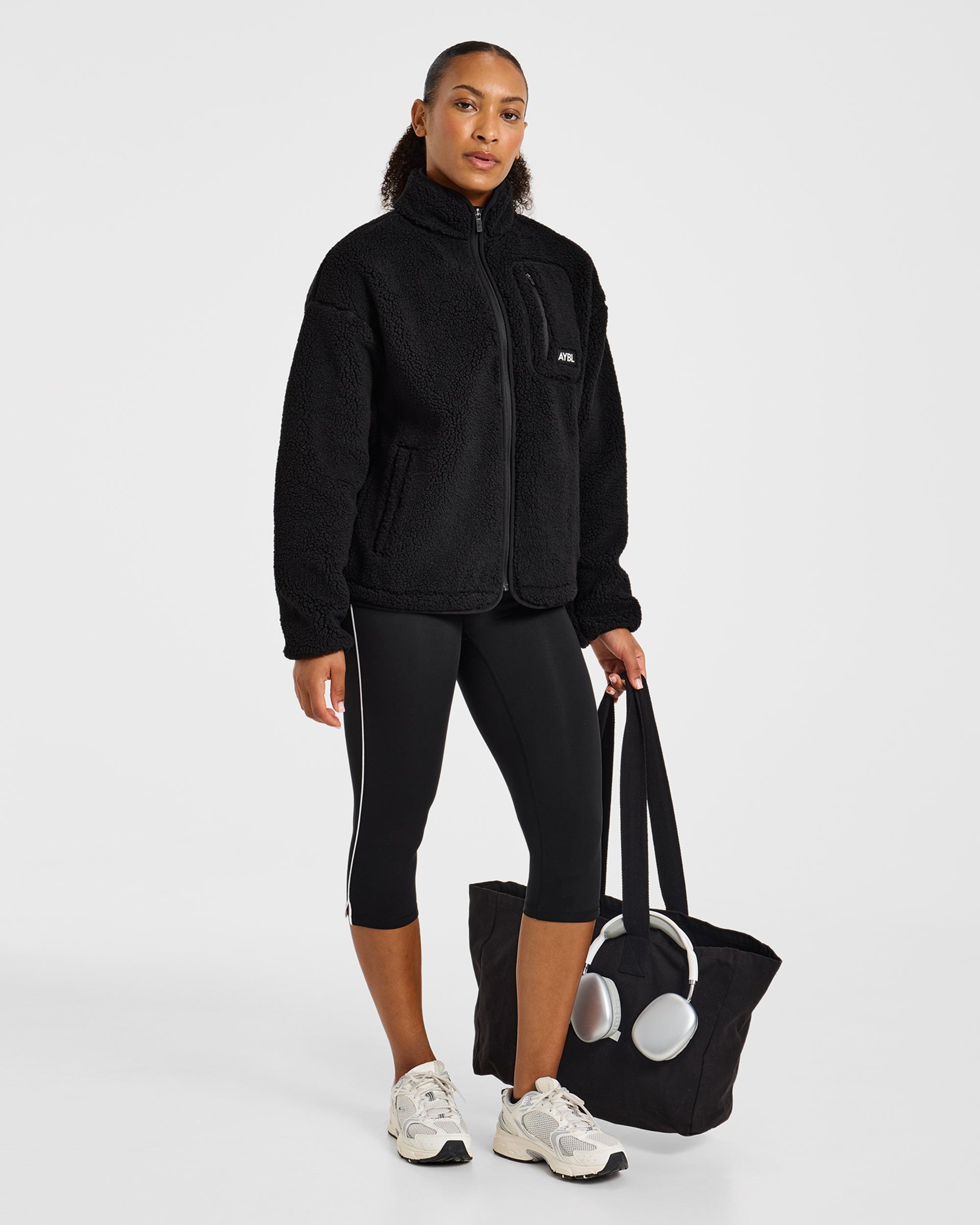 Signature Zip Up Fleece Jacket - Noir