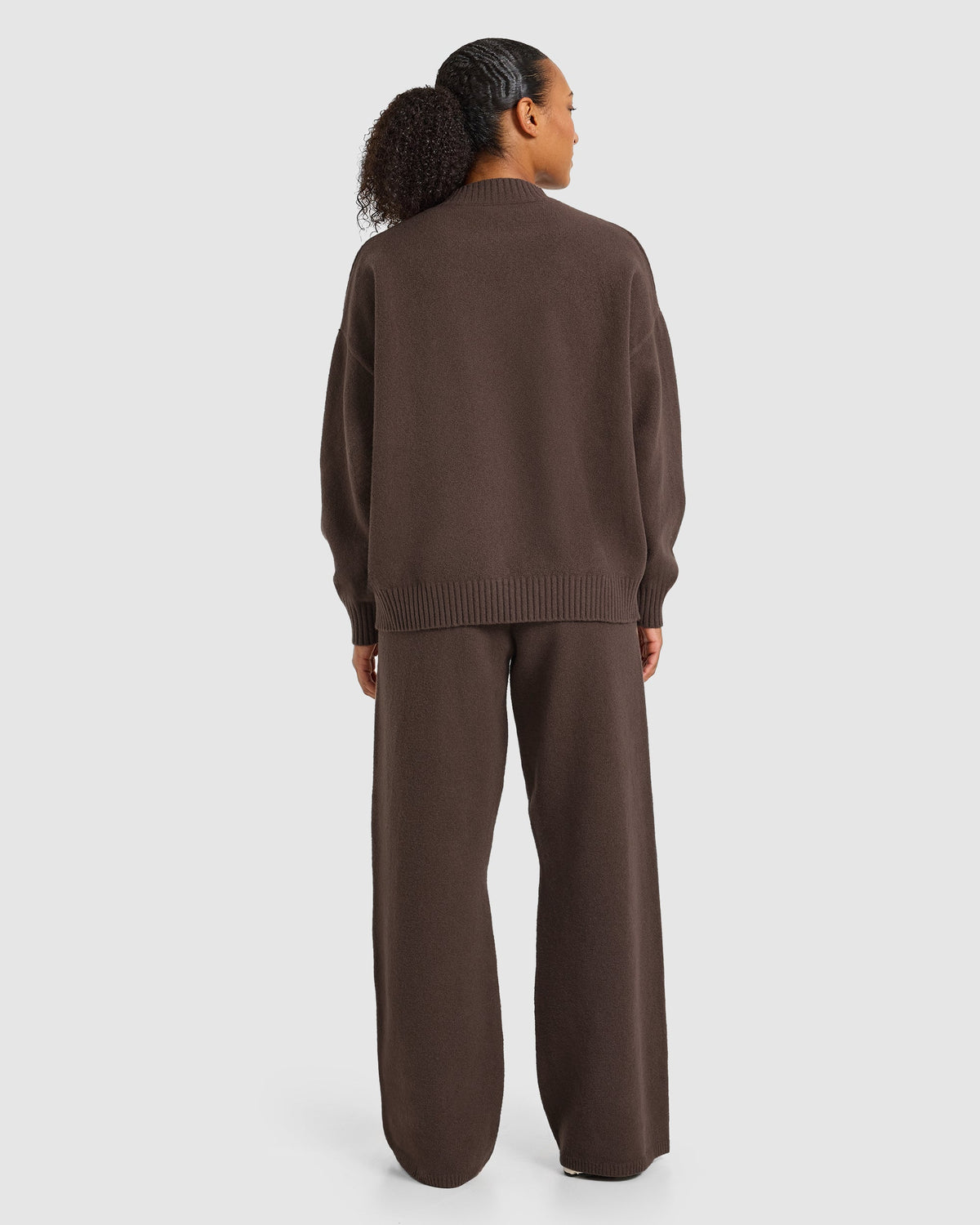 Varsity Oversized Knitted 1/4 Zip Pullover - Marron