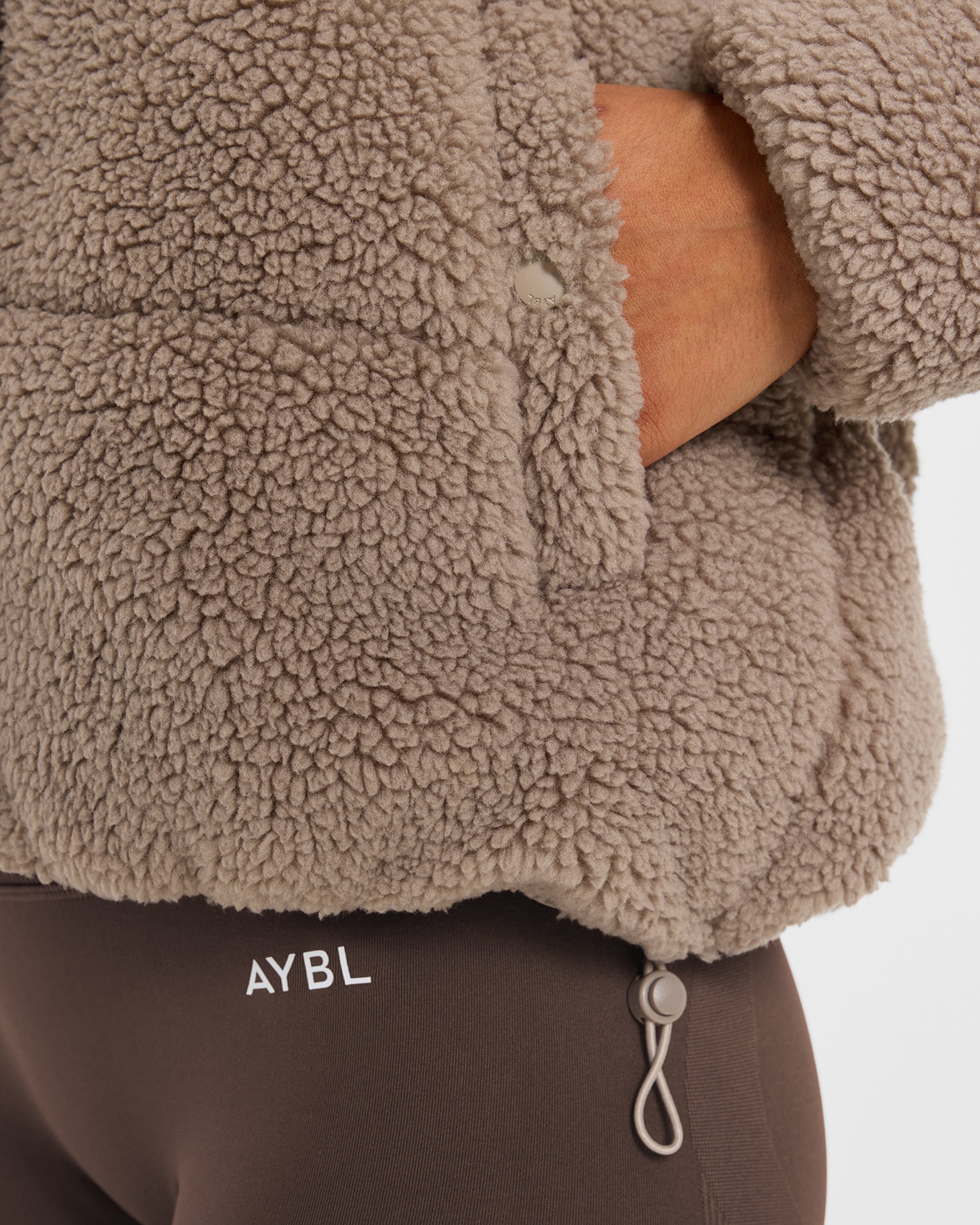 Signature Fleece Puffer Coat - Taupe