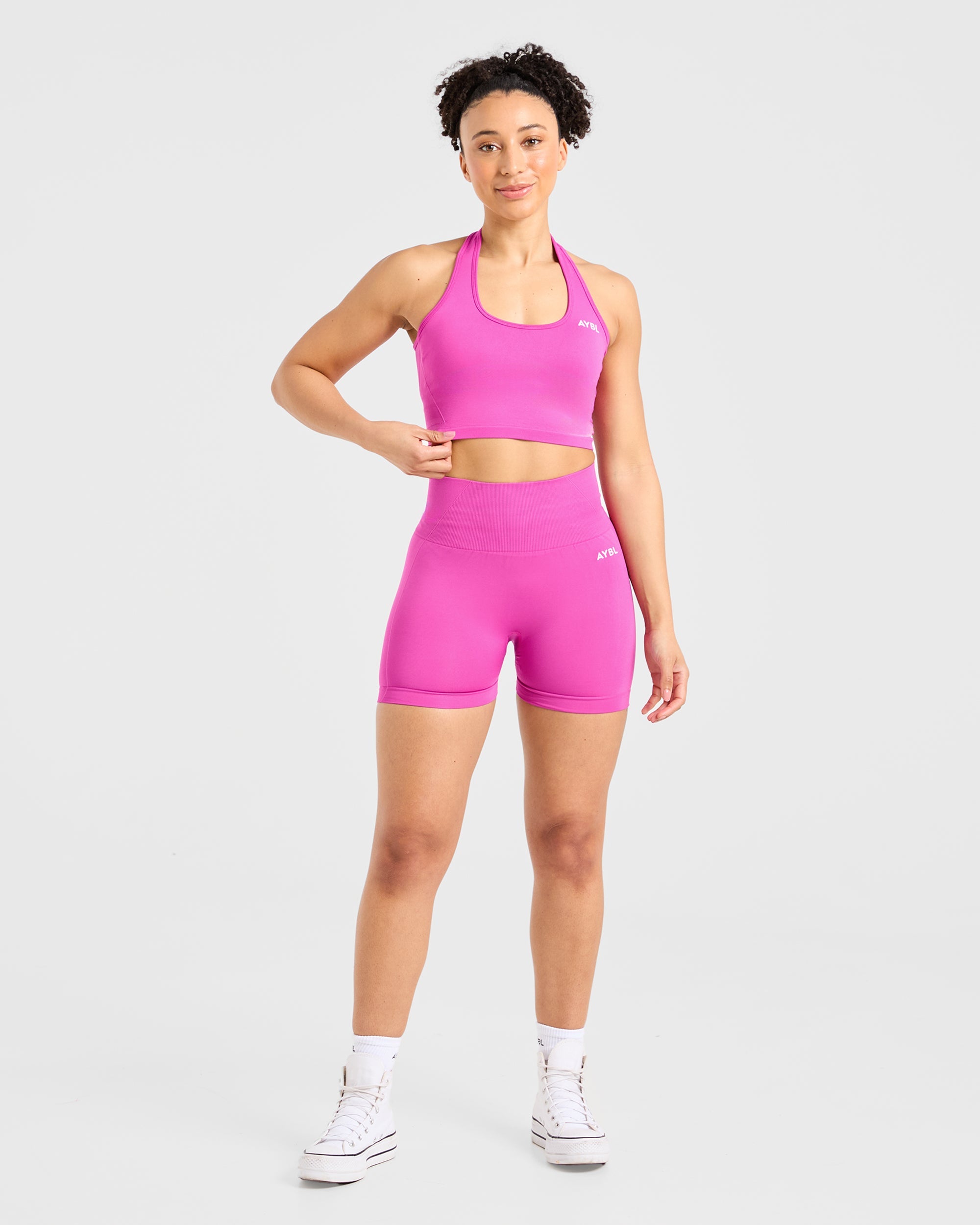 Empower Seamless Halterneck Crop Top - Magenta