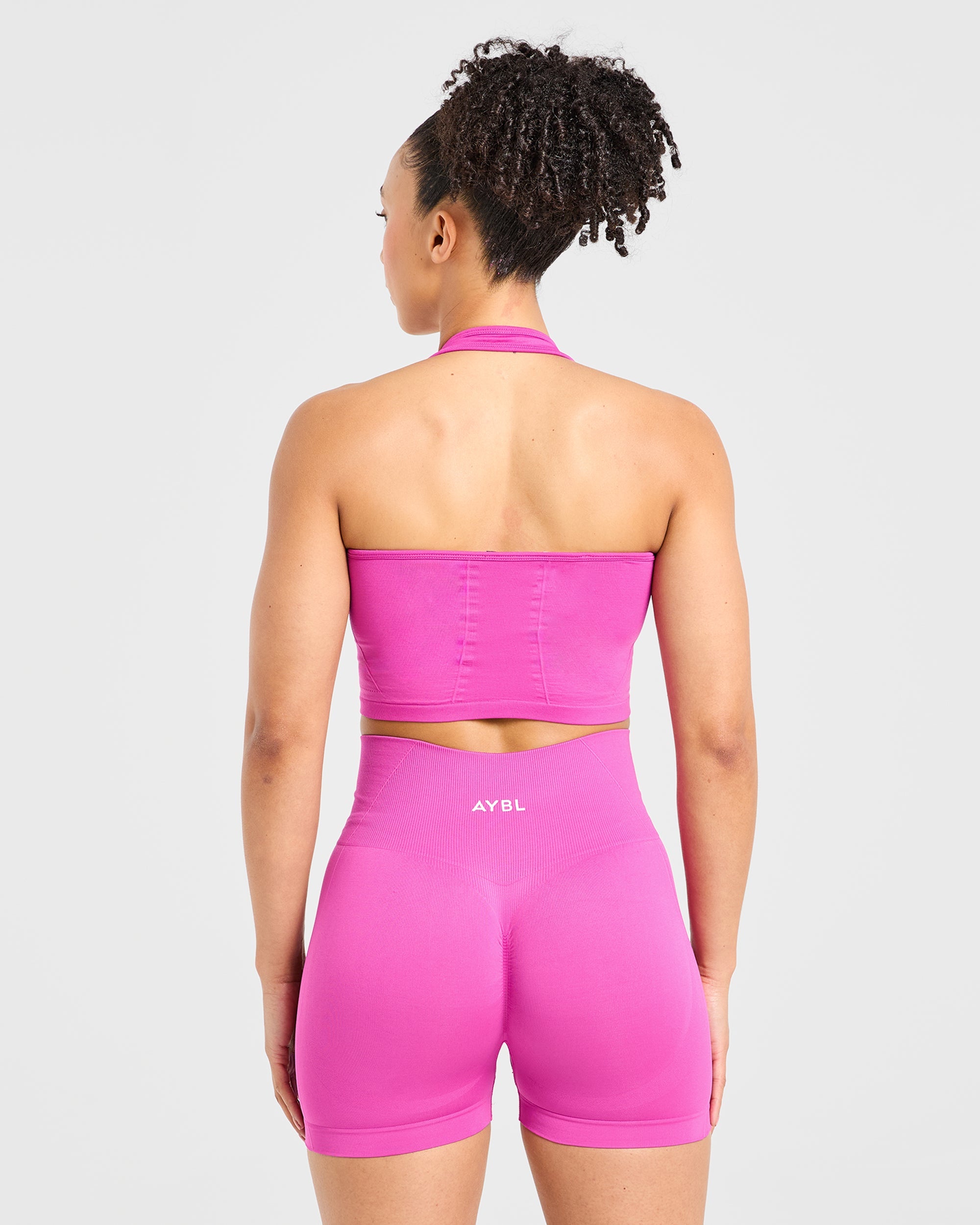 Empower Seamless Halterneck Crop Top - Magenta