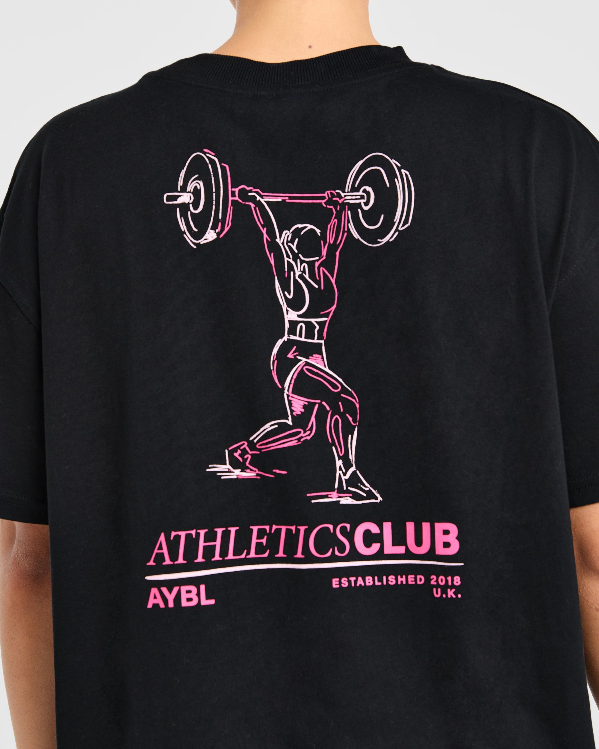 Power Lifting Illustration T Shirt - Noir/Rose