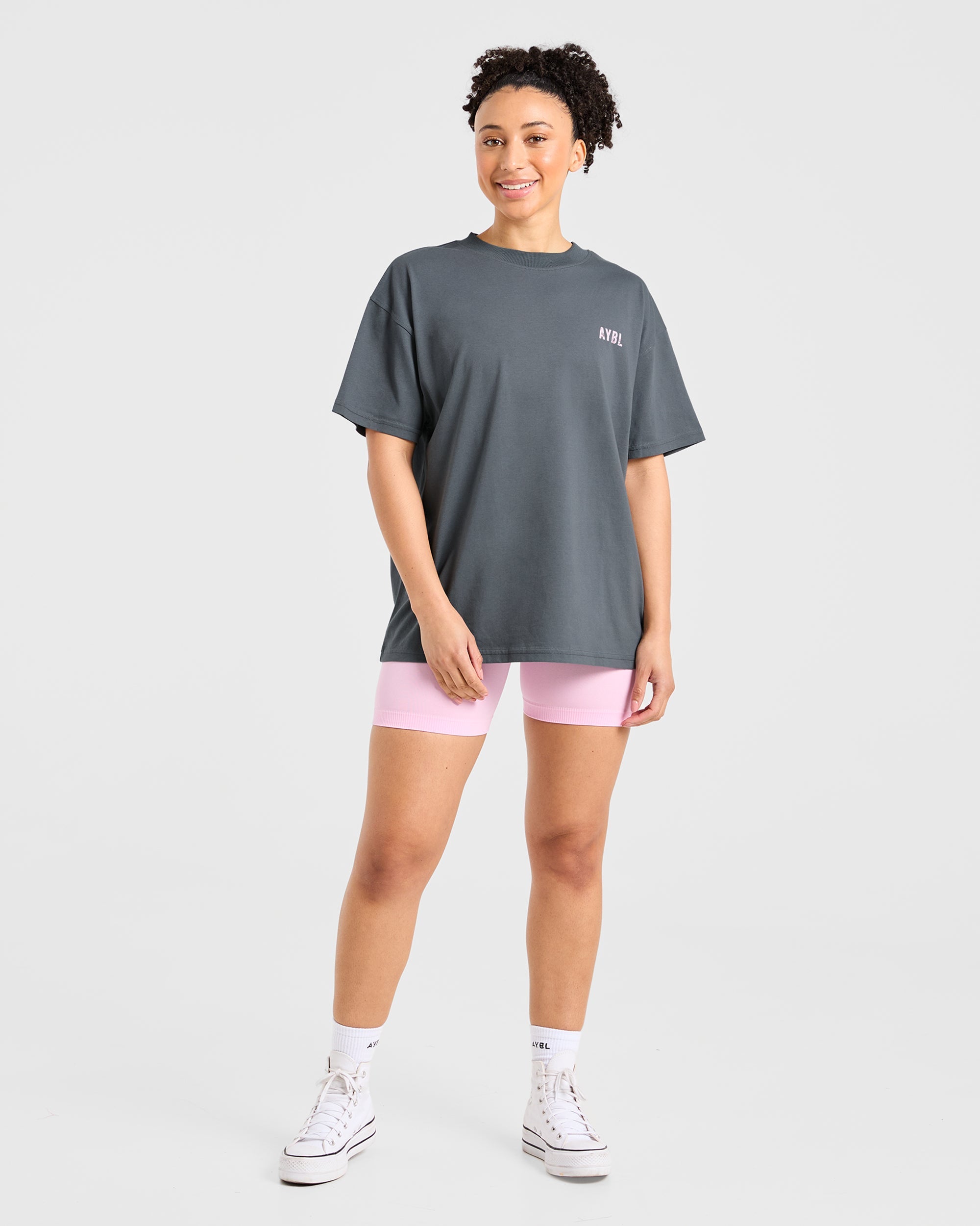 Sculpting Season Oversized T Shirt - Gris/Rose