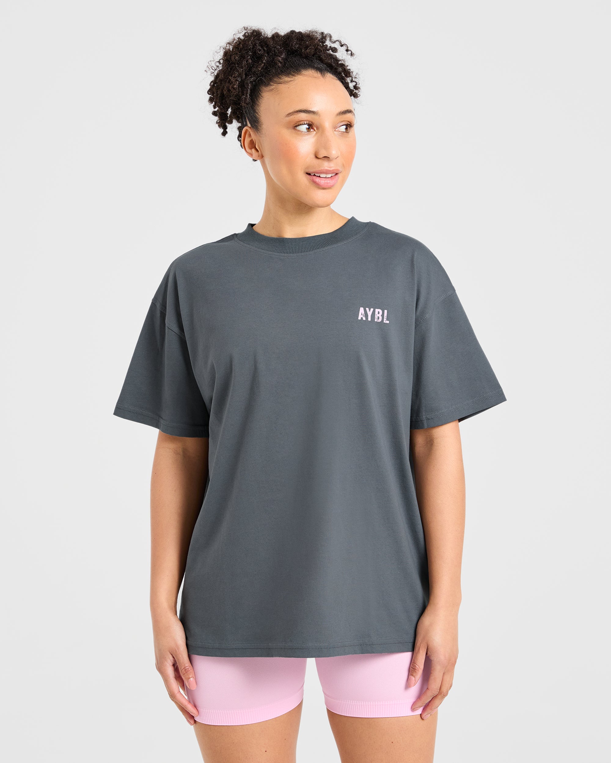 Sculpting Season Oversized T Shirt - Gris/Rose