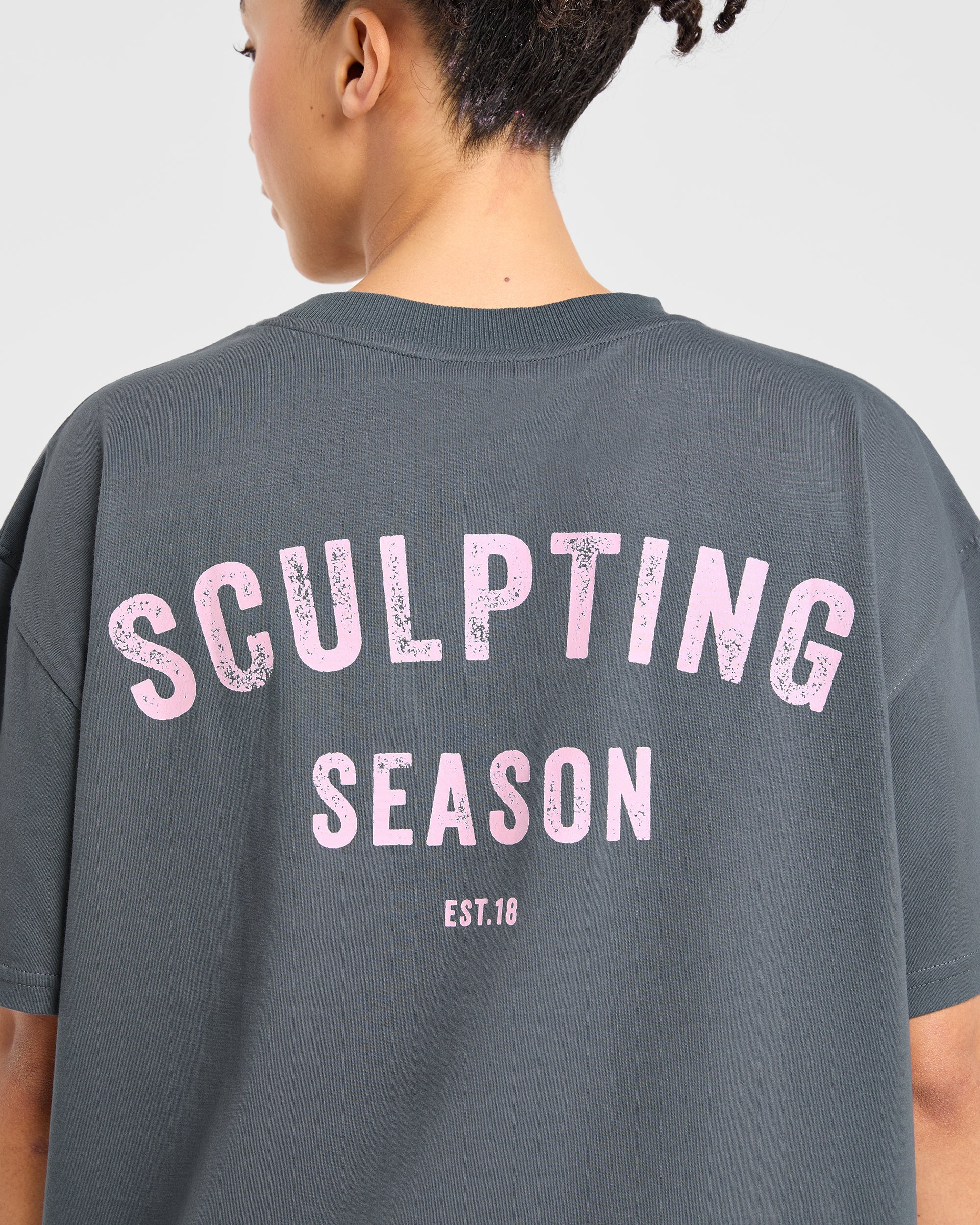 Sculpting Season Oversized T Shirt - Gris/Rose