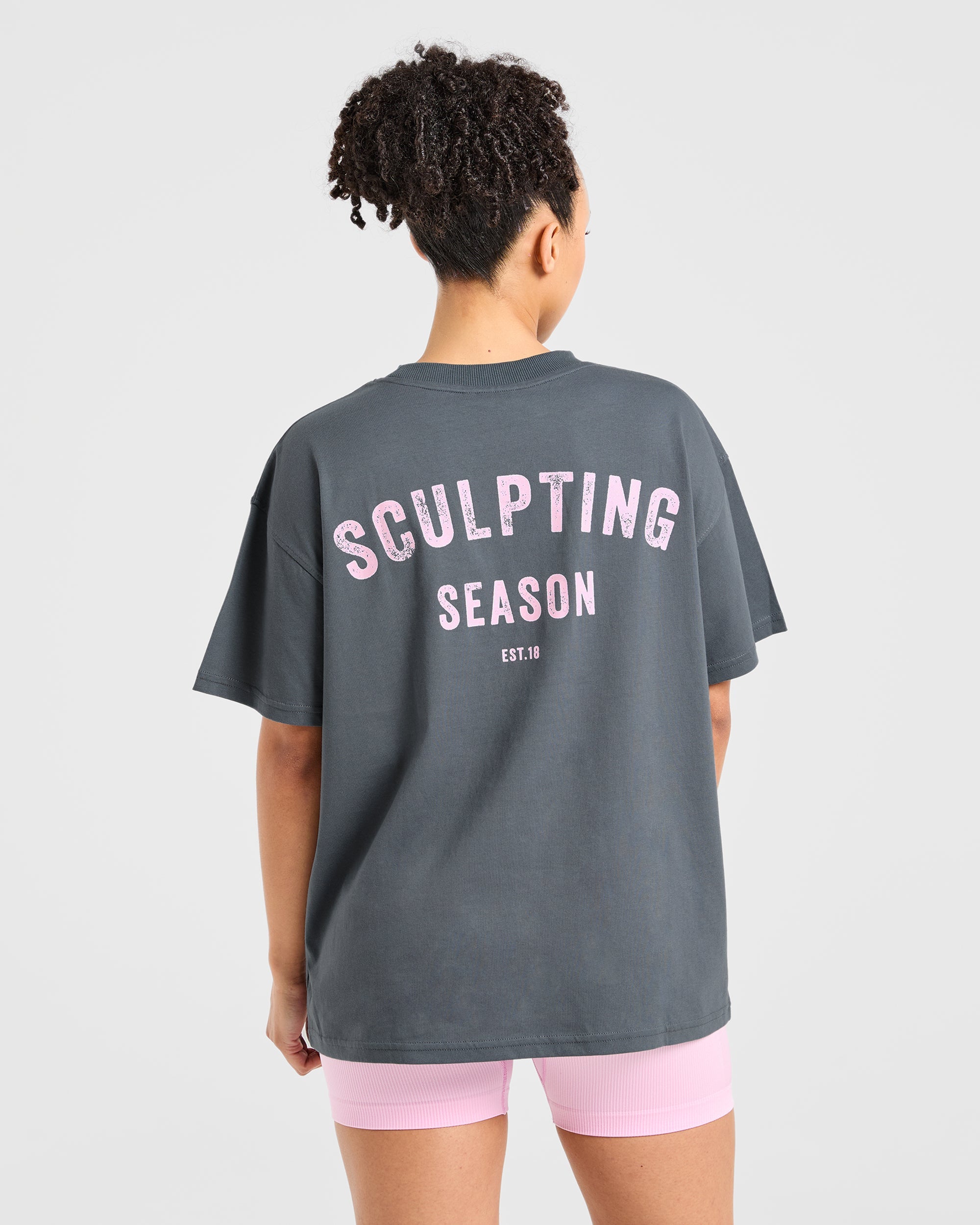 Sculpting Season Oversized T Shirt - Gris/Rose