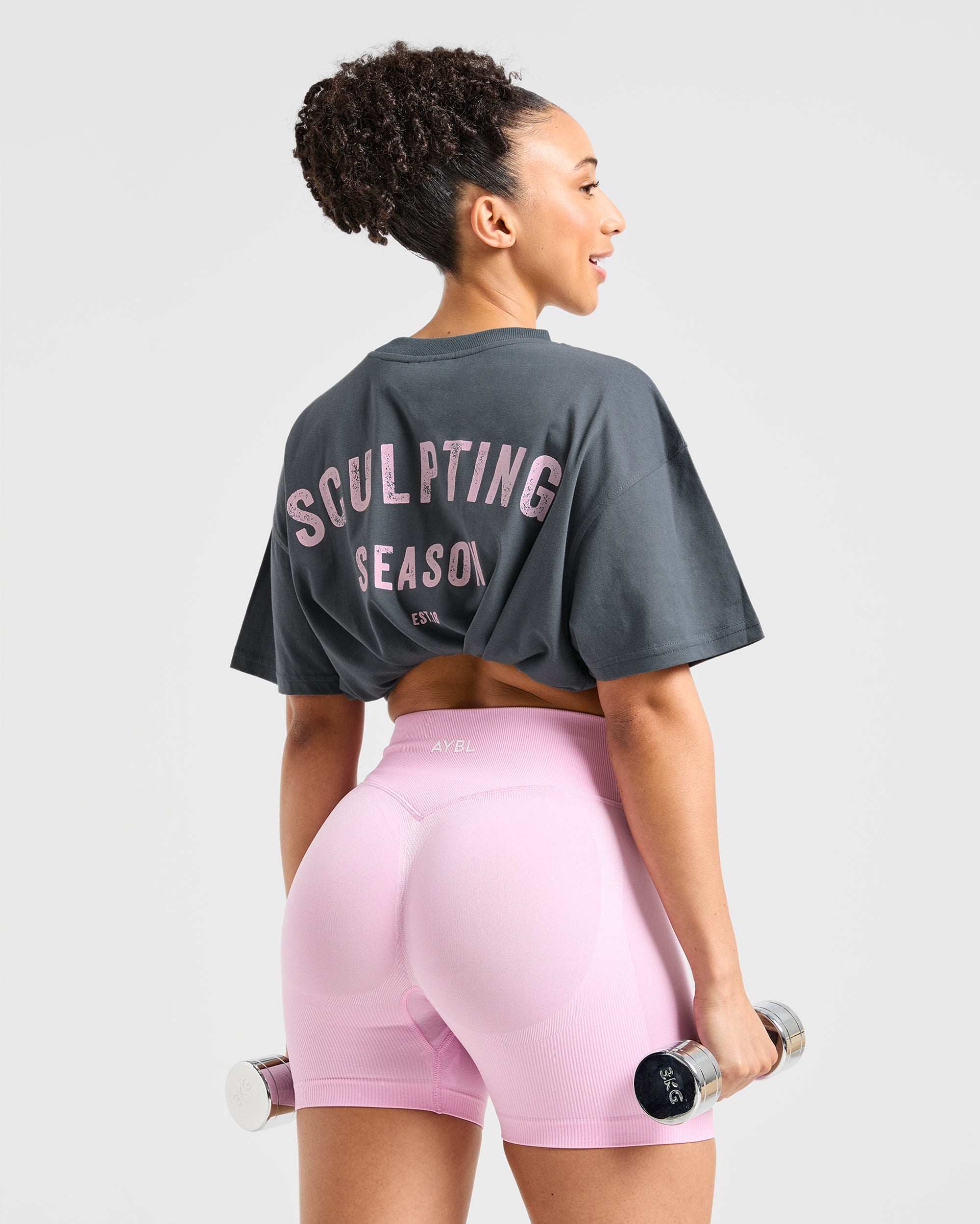 Sculpting Season Oversized T Shirt - Gris/Rose