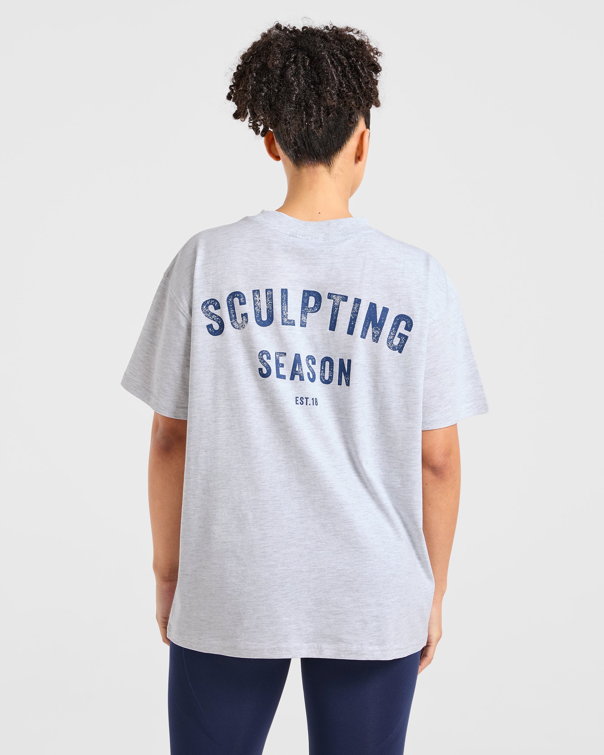 Sculpting Season Oversized T Shirt - Heather Gris/Navy