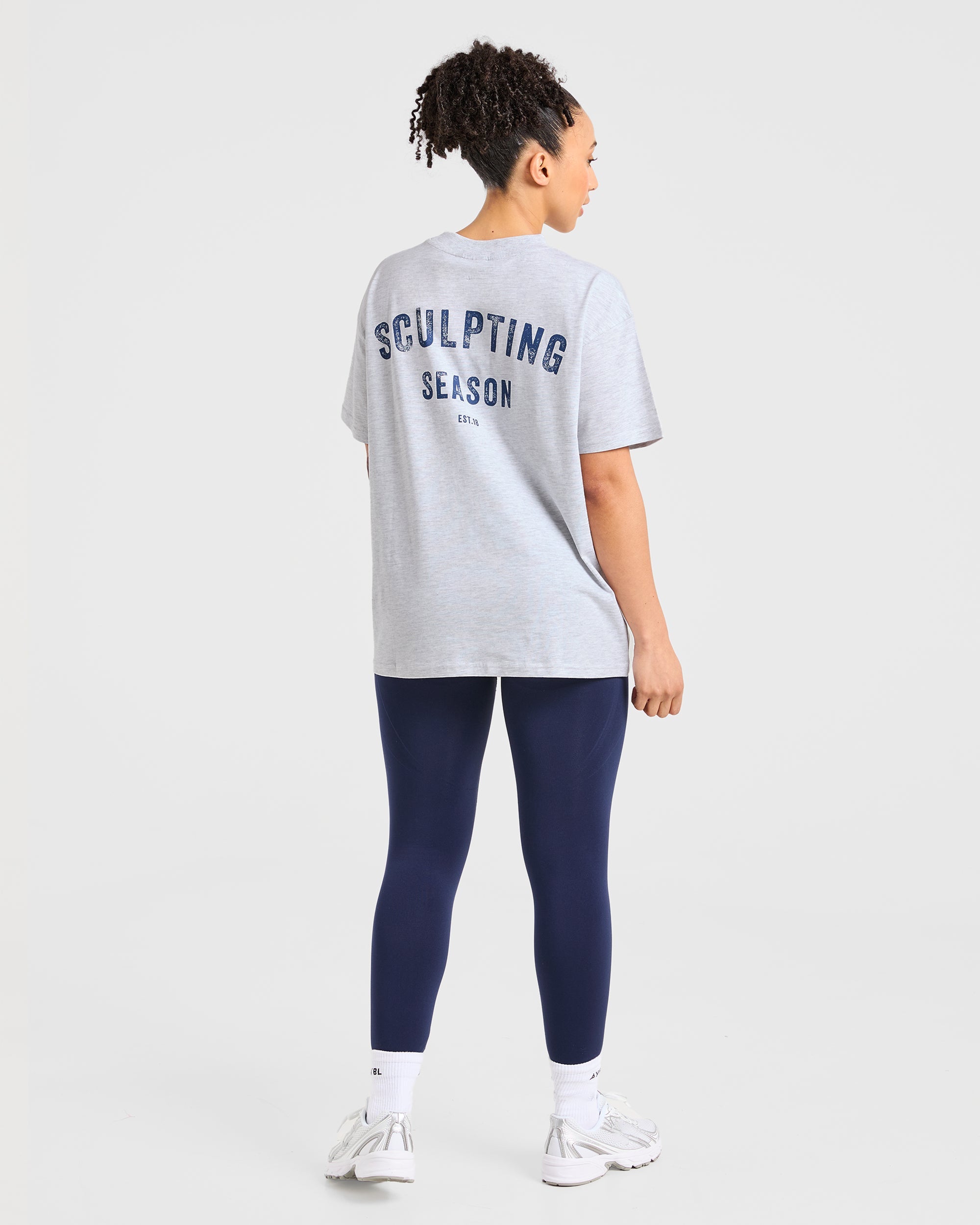 Sculpting Season Oversized T Shirt - Heather Gris/Navy