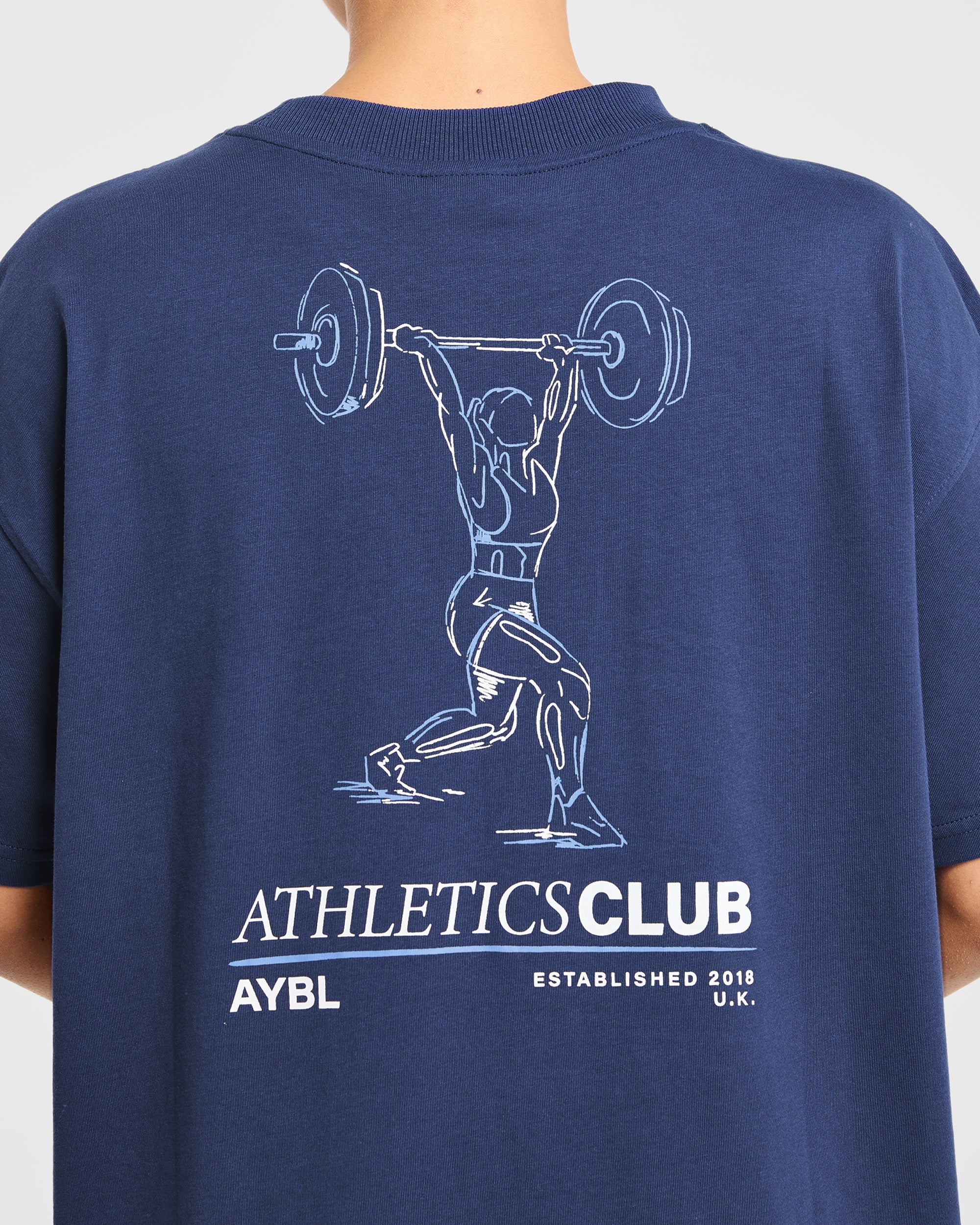 Power Lifting Illustration T Shirt - Bleu