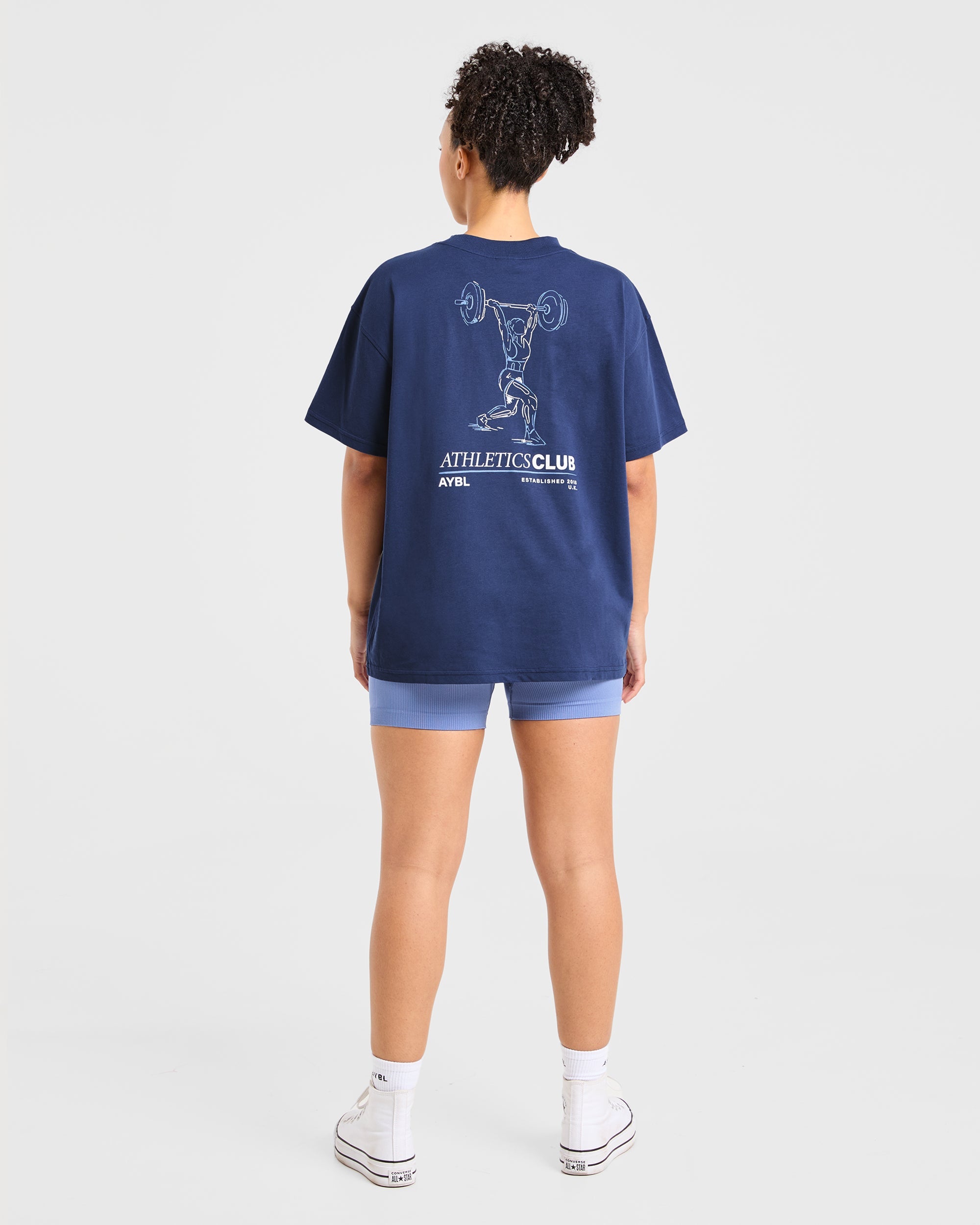 Power Lifting Illustration T Shirt - Bleu