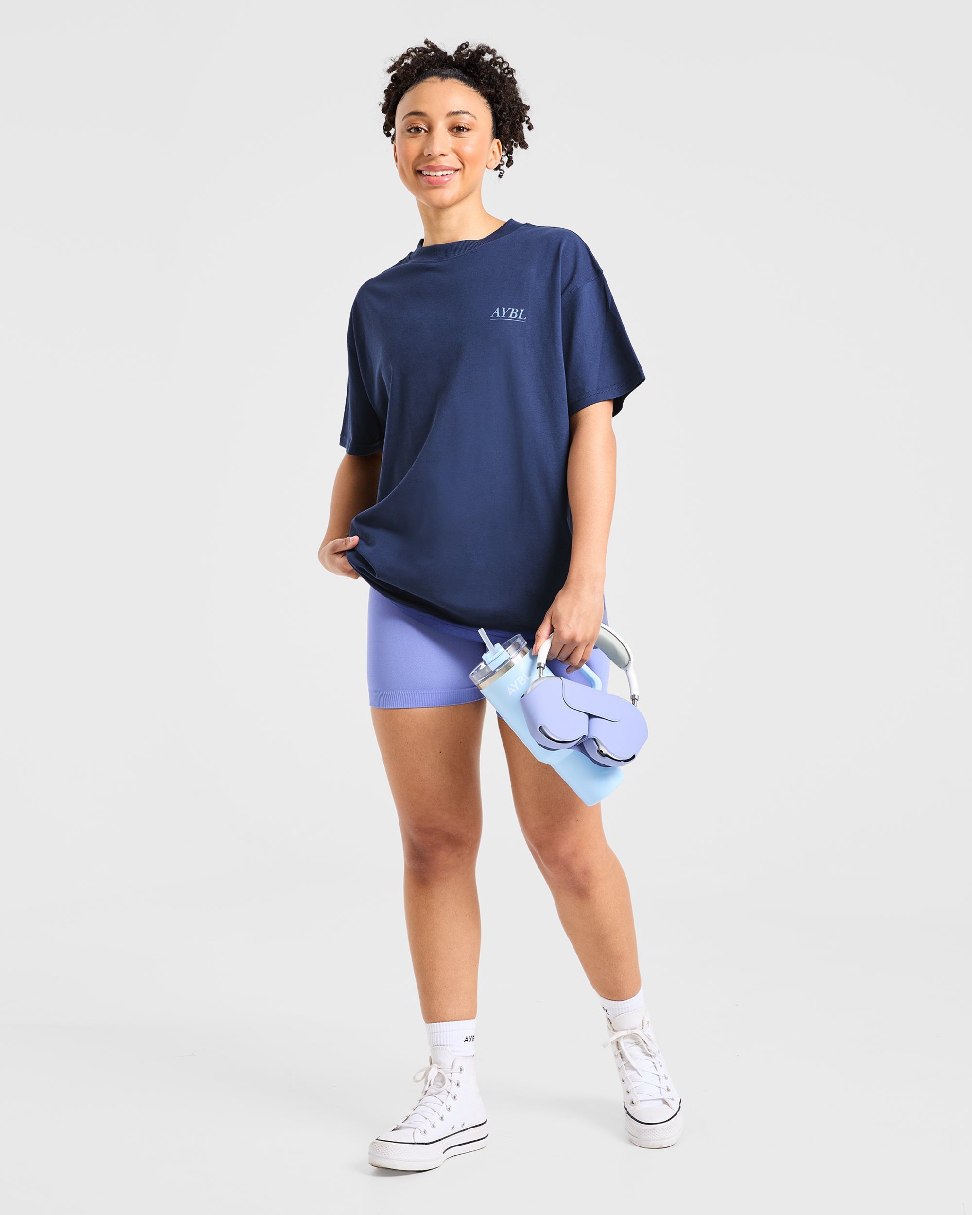 Power Lifting Illustration T Shirt - Bleu